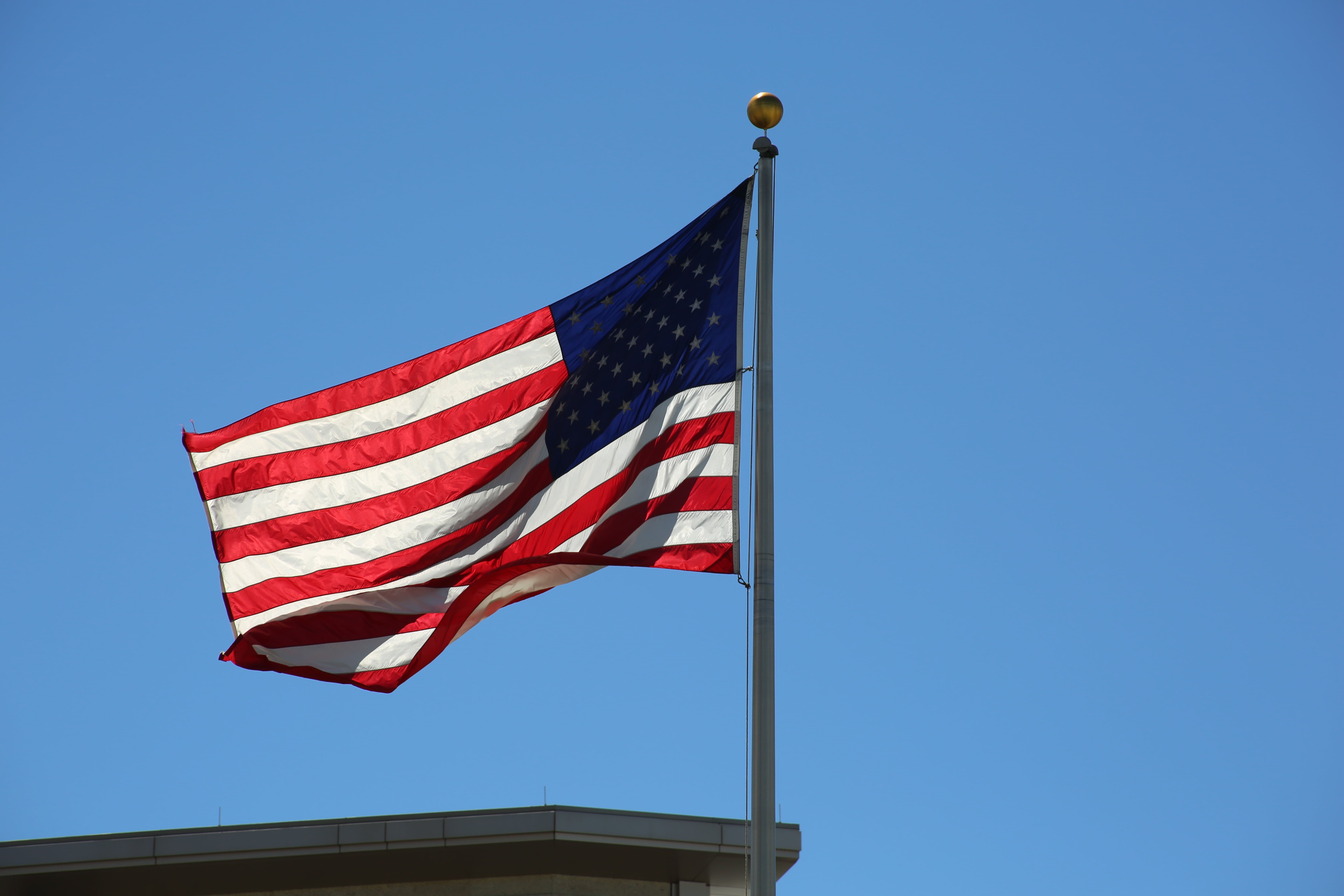 flying, symbolic, emotion, sky, clear sky, patriot, wave, democracy, founding, icon, glory, pride, independence, globalization, people, no people, dom, HD Wallpaper