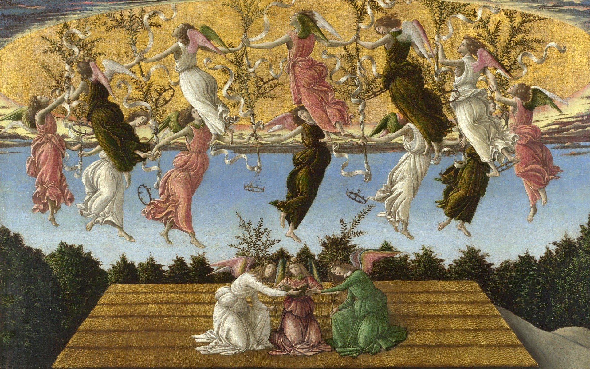 1080P, paintings, mystical, nativity, sandro, boticelli, botticelli, HD Wallpaper