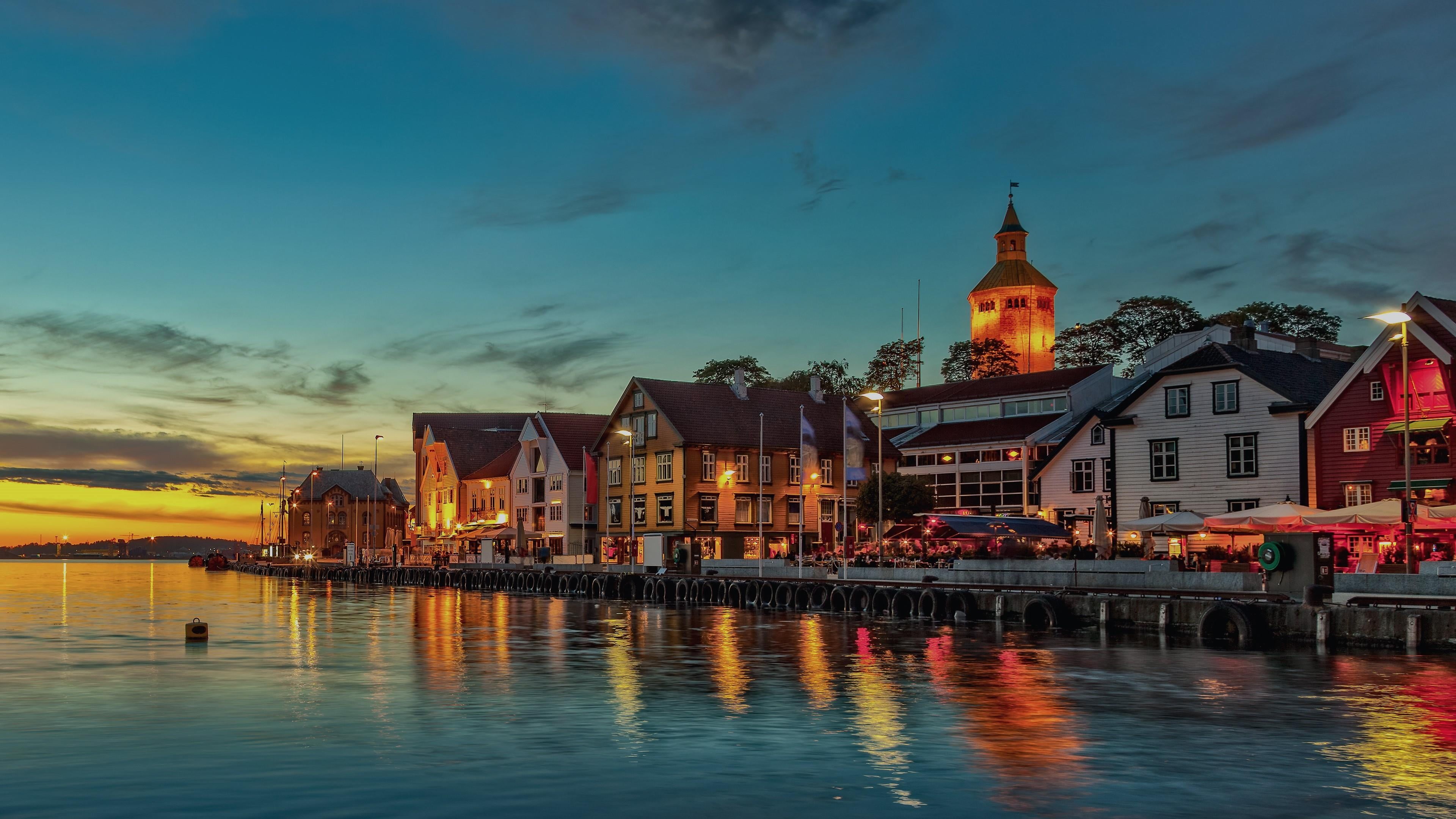 cloud - sky, belief, water, building exterior, stavanger, place of worship, europe, evening, cloud, spirituality, nature, city, religion, dusk, sky, tourism, HD Wallpaper