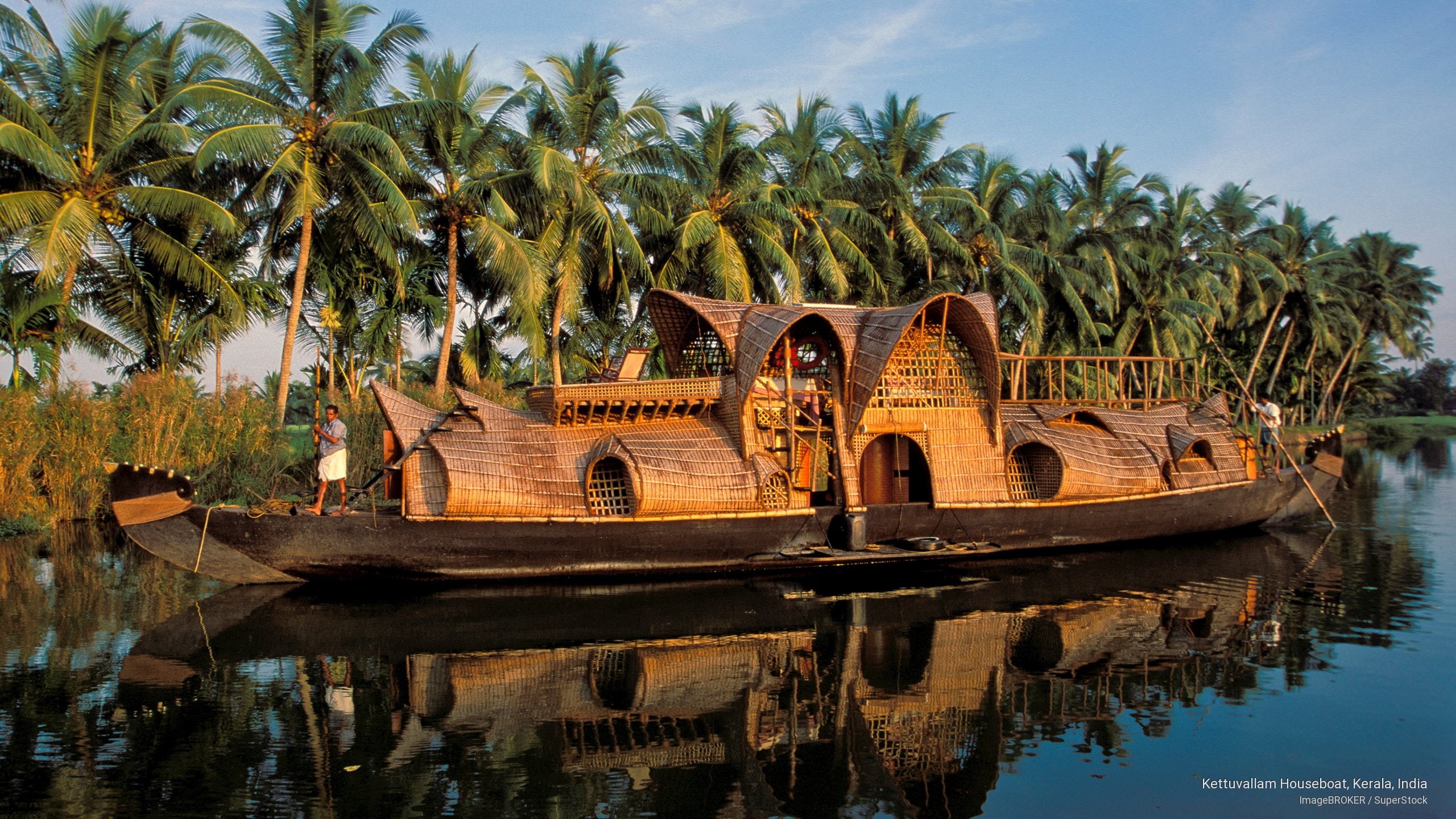 houseboat, Asia, india, kerala, kettuvallam, 2K, HD Wallpaper