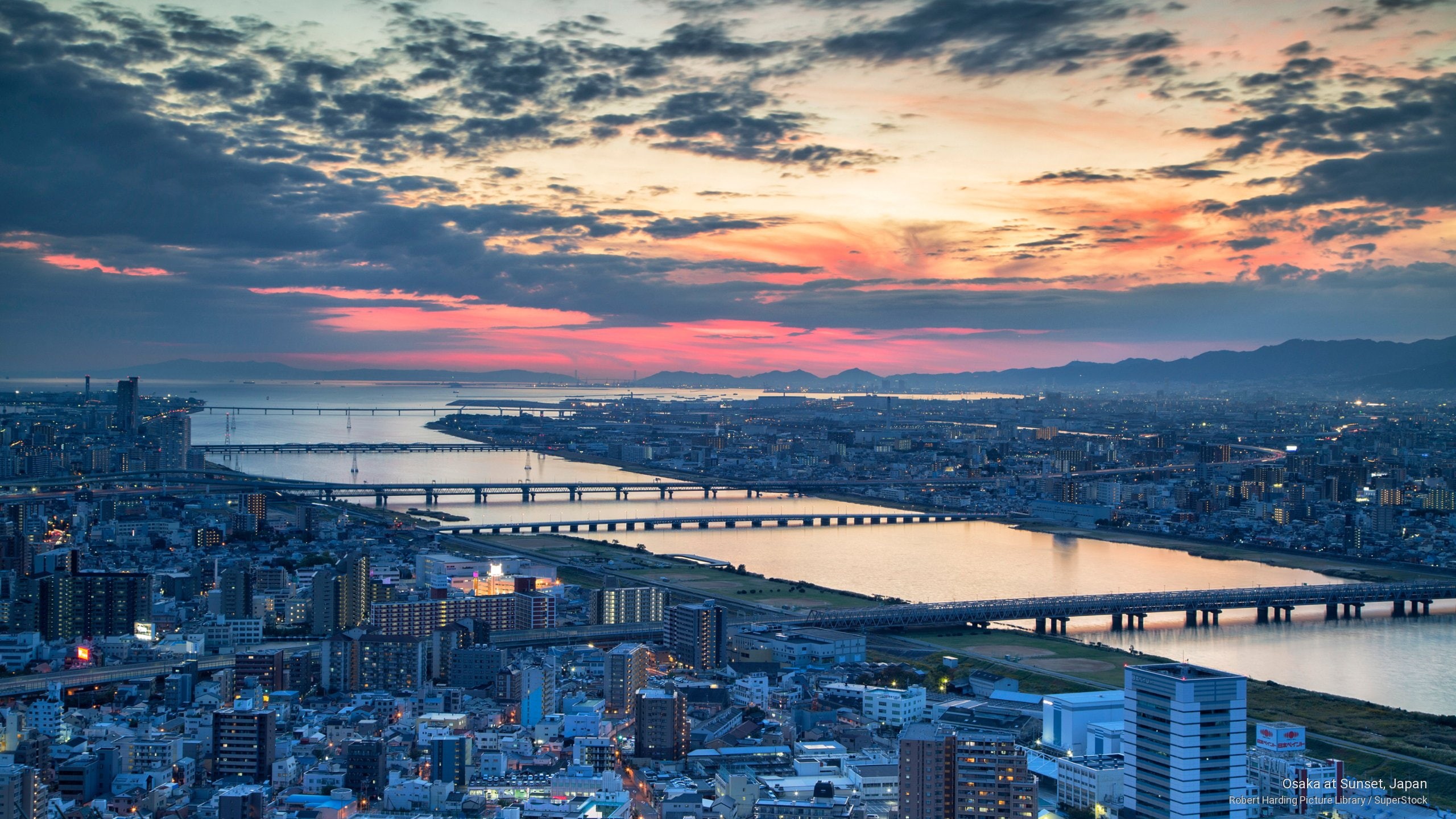2K, japan, Asia, sunset, osaka, HD Wallpaper