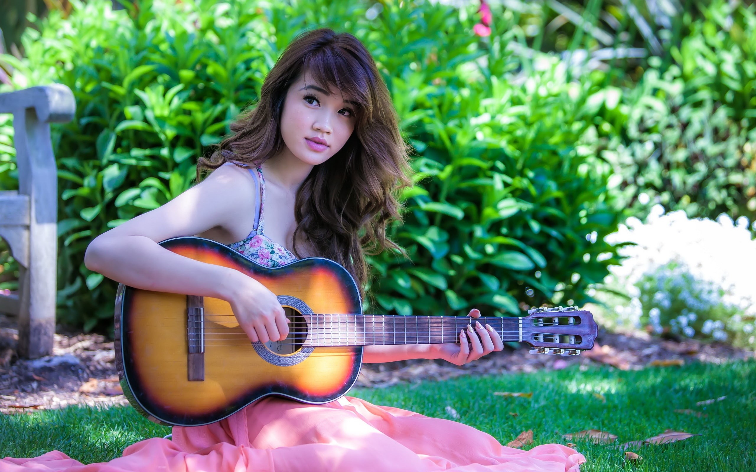Guitar, Music, Girl, 2K, Asia, Play, HD Wallpaper