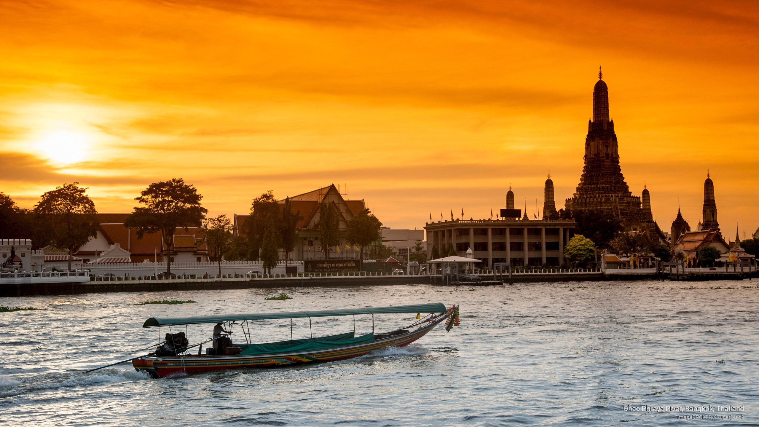 bangkok, Asia, river, chao, phraya, thailand, 2K, HD Wallpaper