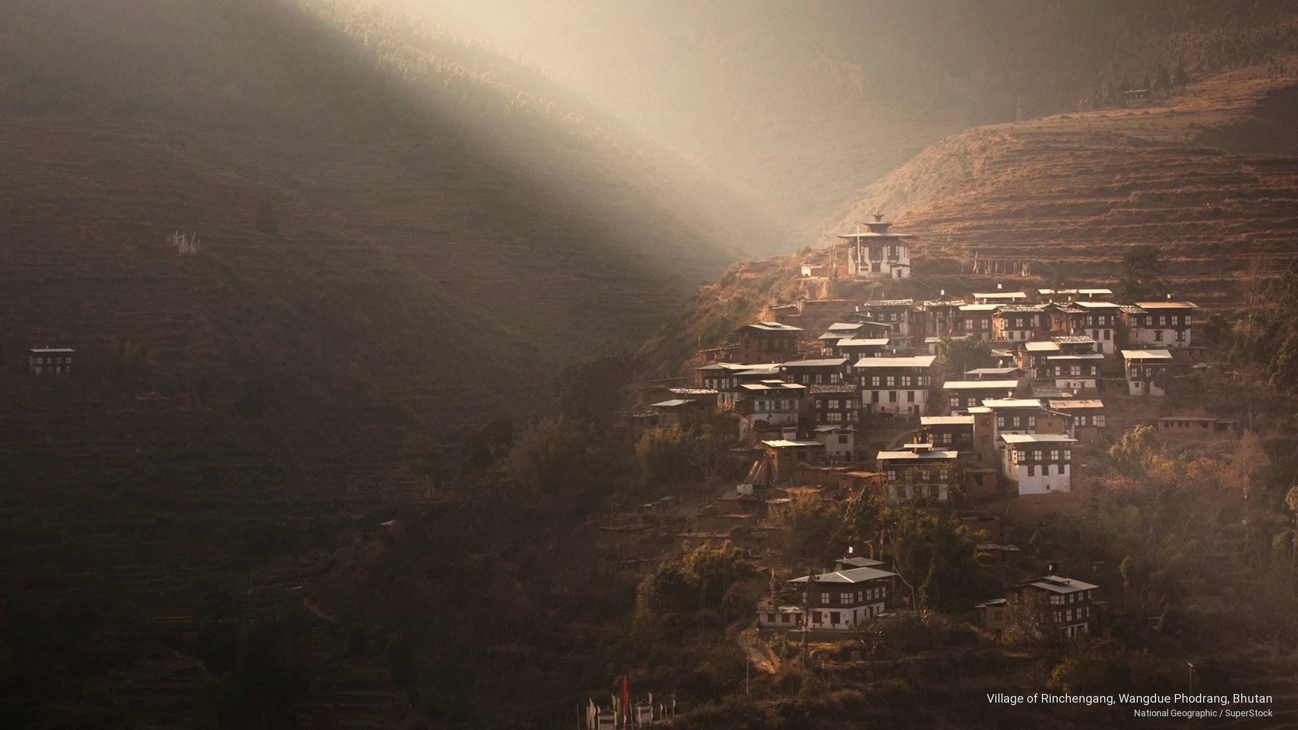 Asia, village, phodrang, wangdue, rinchengang, 2K, bhutan, HD Wallpaper
