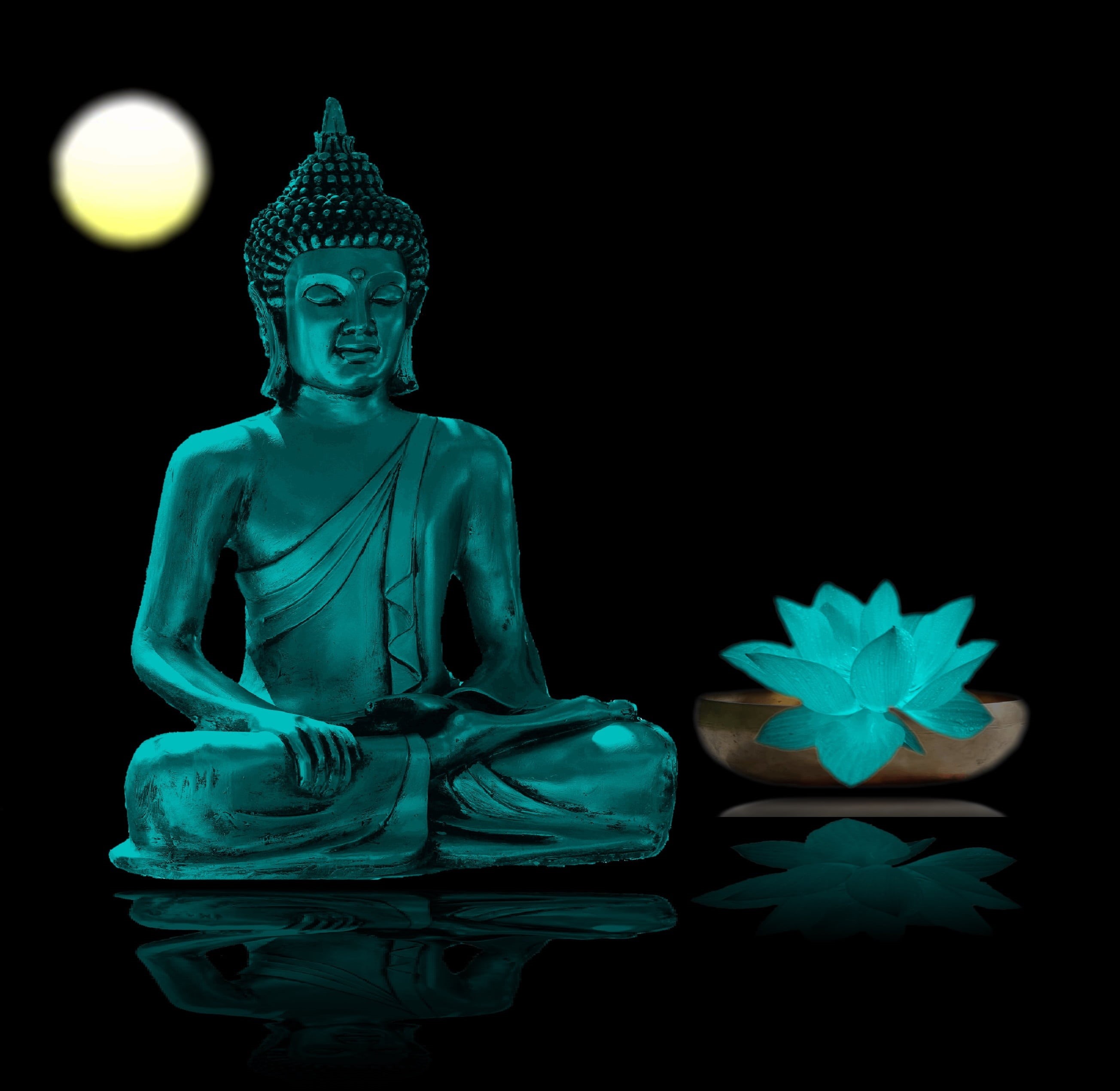 creativity, asia, idol, blue, nature, black background, belief, meditation, sun, no people, representation, wellness, studio shot, harmony, craft, male likeness, HD Wallpaper