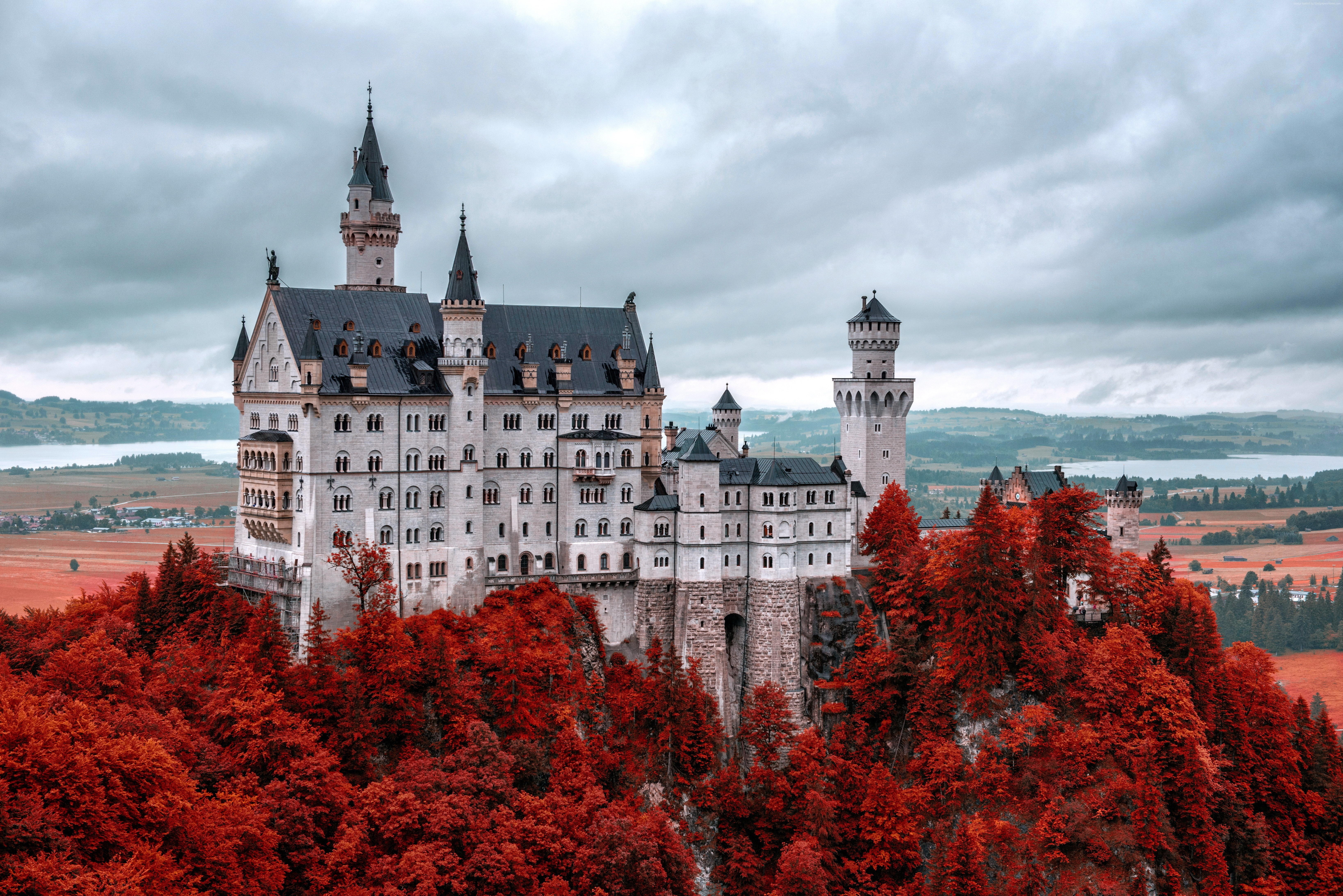 5K, Bavaria, Travel, Neuschwanstein castle, Germany, Tourism, HD Wallpaper