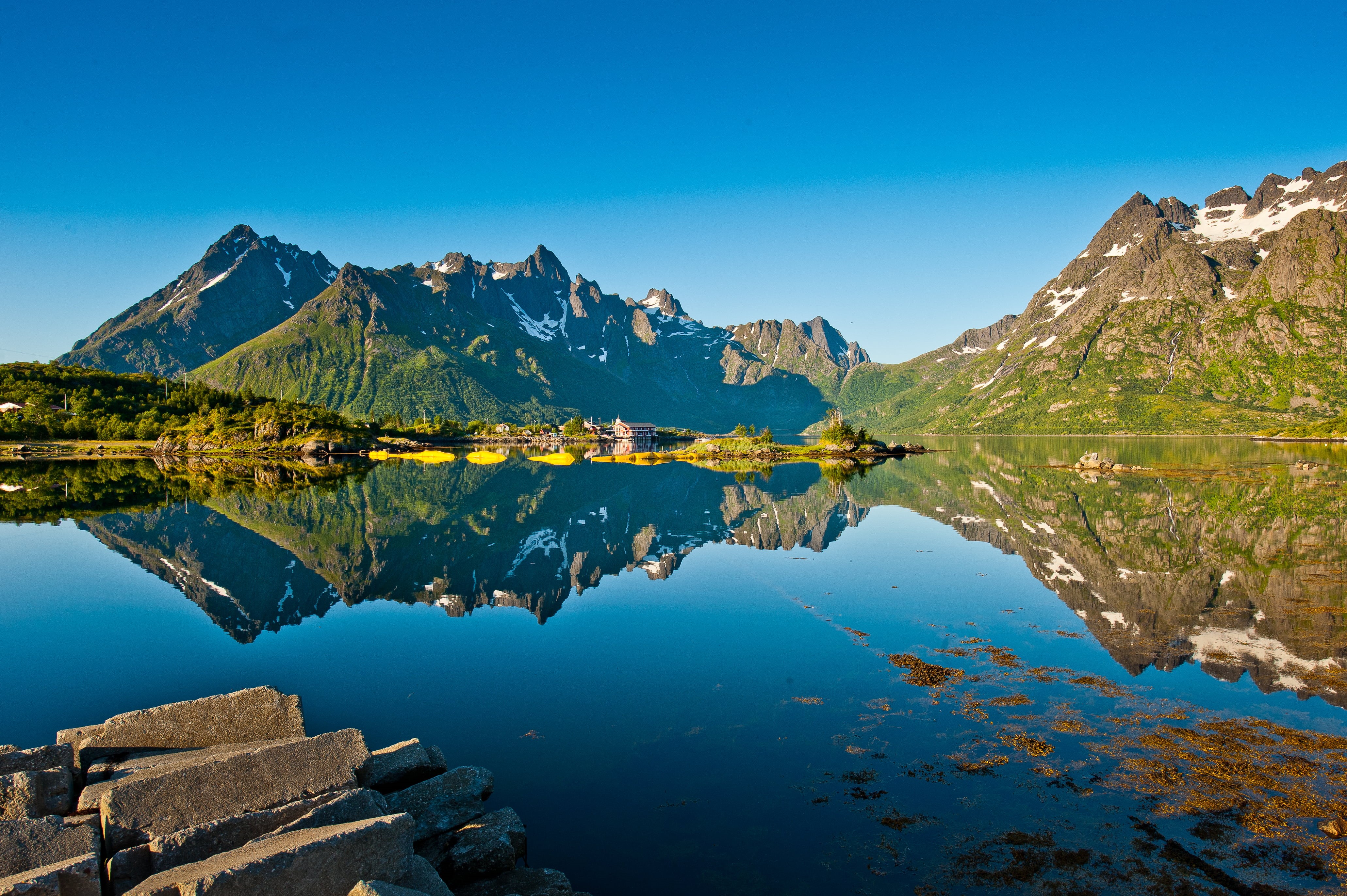 nature, trip, reflection, retina  display, europe, sky, norway, outdoors, lofoten, bodies of water, gear, travel, bodies, water, summer, mountain Range, HD Wallpaper