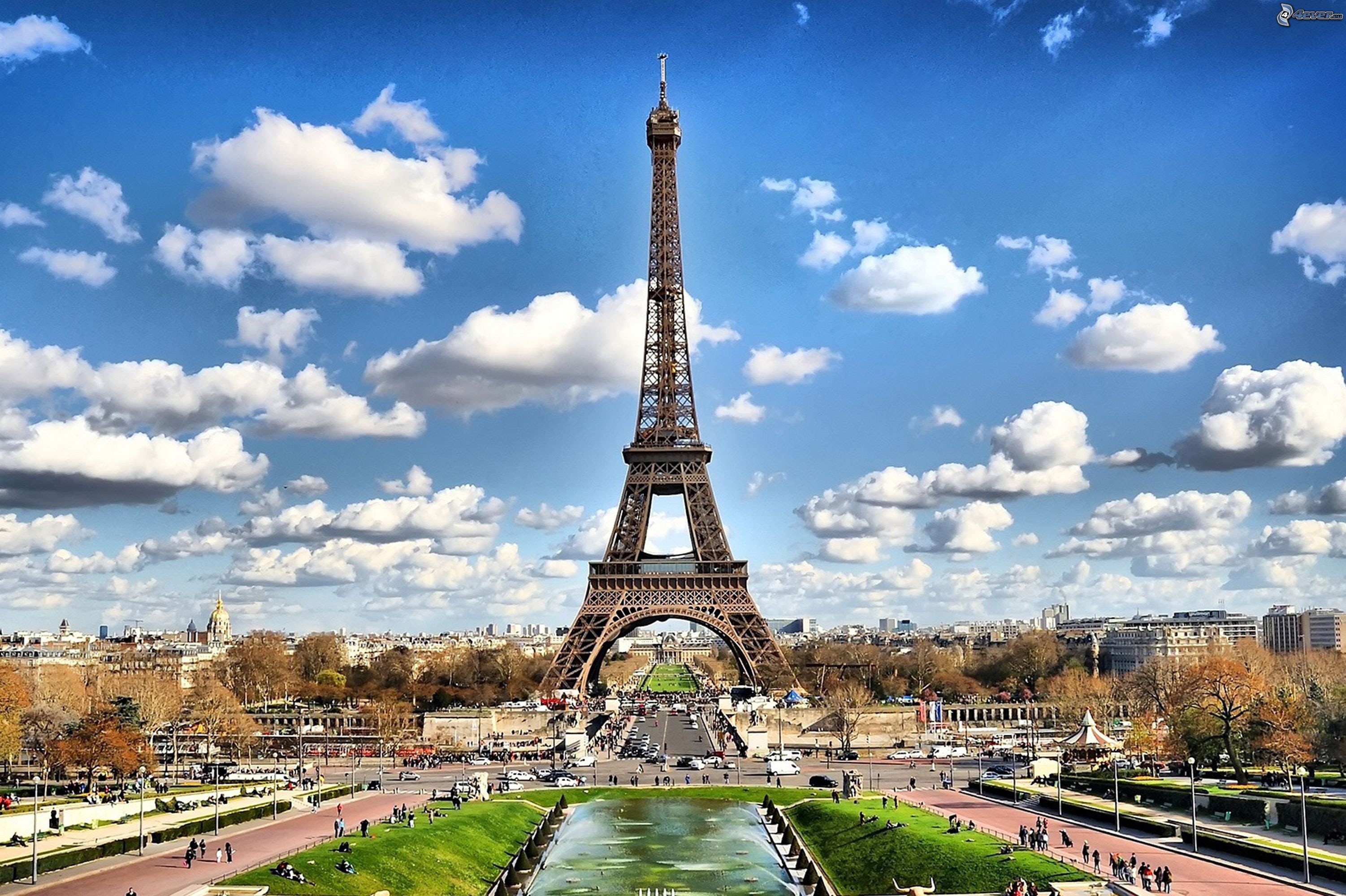 sunset, church, architecture, building, 2K, building exterior, eiffel Tower, cloud - sky, buildings, day, french Culture, tourism, europe, view, capital Cities, HD Wallpaper