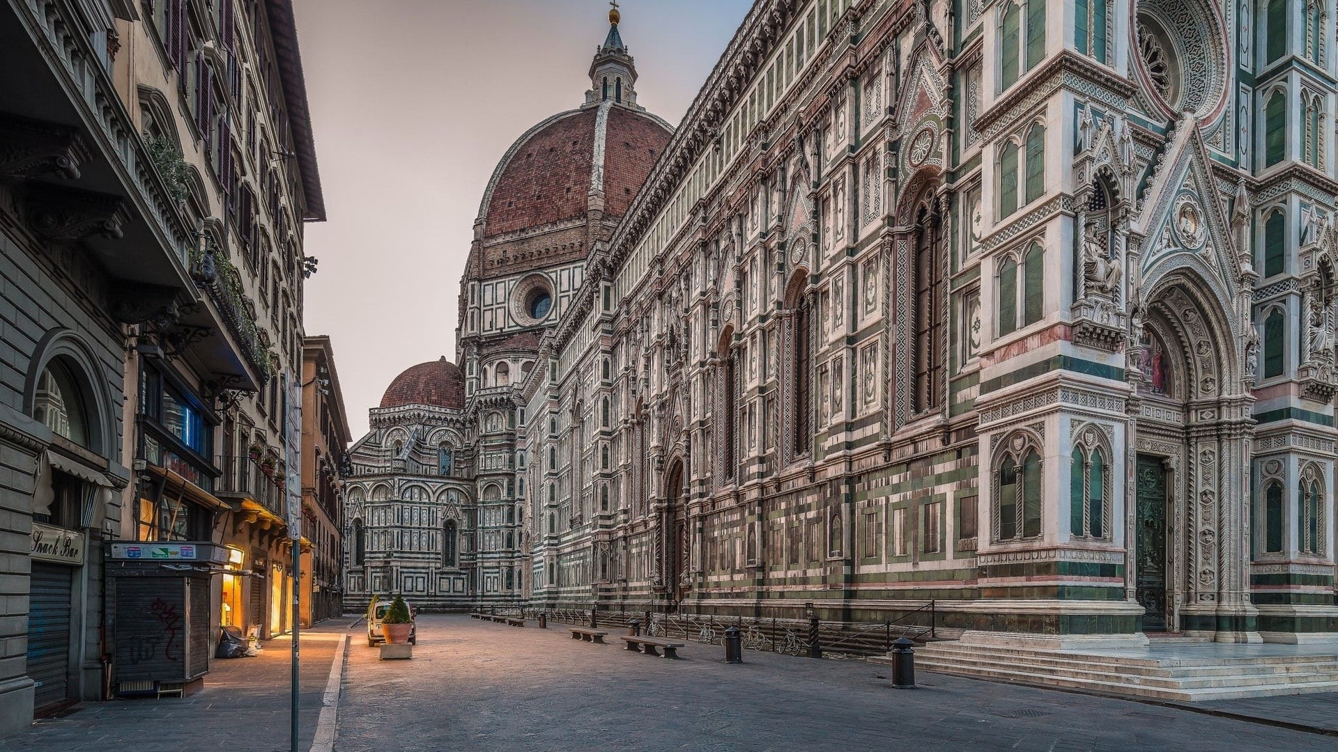 town, building, gothic architecture, gothic, old, italy, architecture, cathedral, florence, old building, street, 1080P, HD Wallpaper