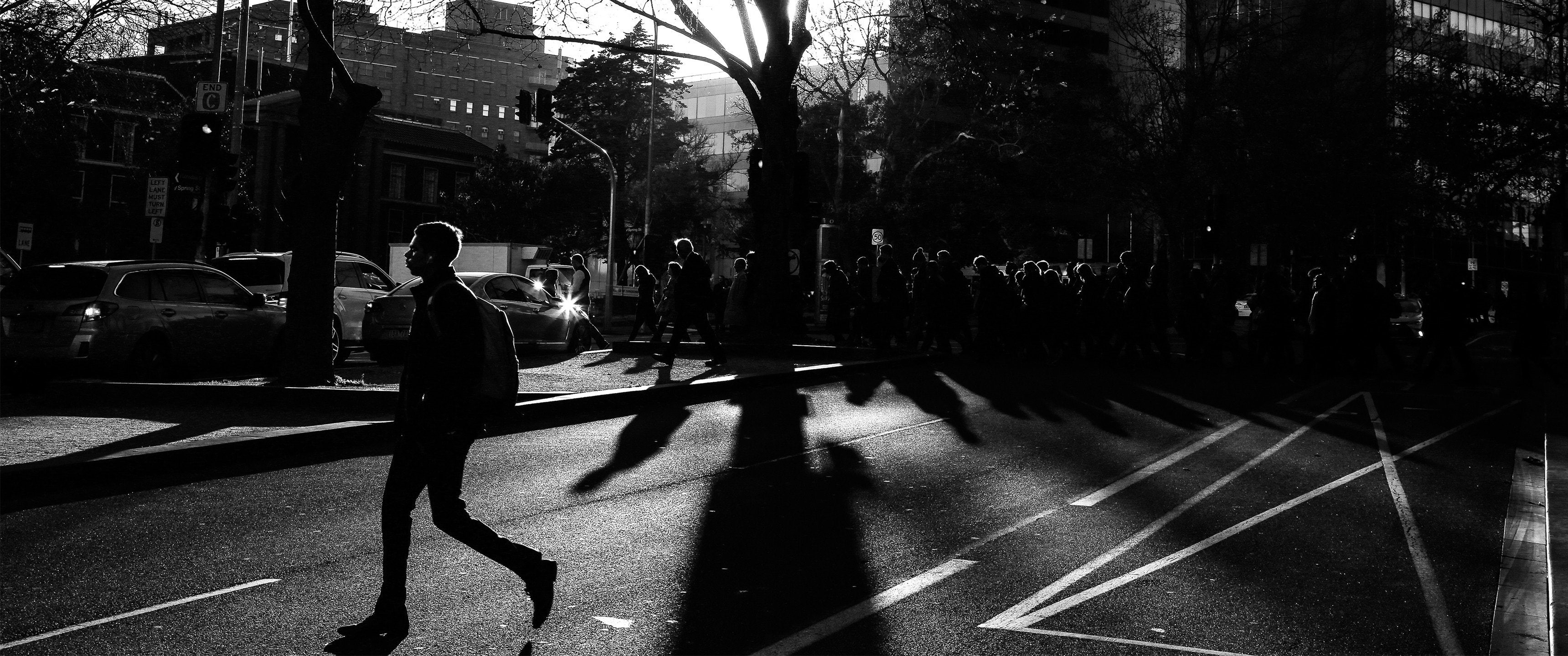 2K, full length, city life, mellisa, road, shadow, one person, day, nature, sunlight, city, people, architecture, 3440x1440 px, art, transportation, real people, HD Wallpaper