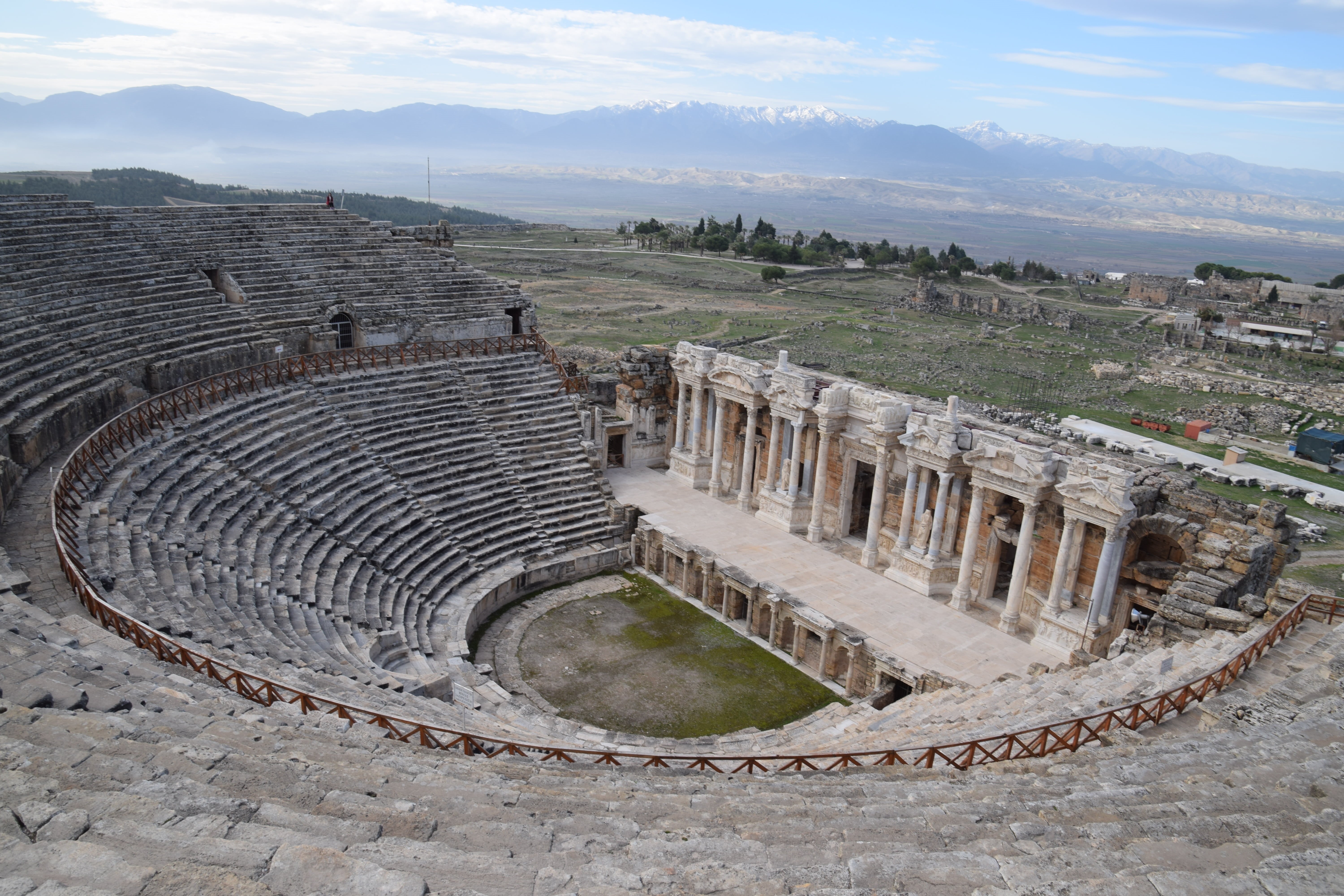 stage Theater, history, outdoors, ancient Civilization, roman, built structure, ancient, ruined, pamukkale, travel destinations, amphitheater, turkey, no people, HD Wallpaper