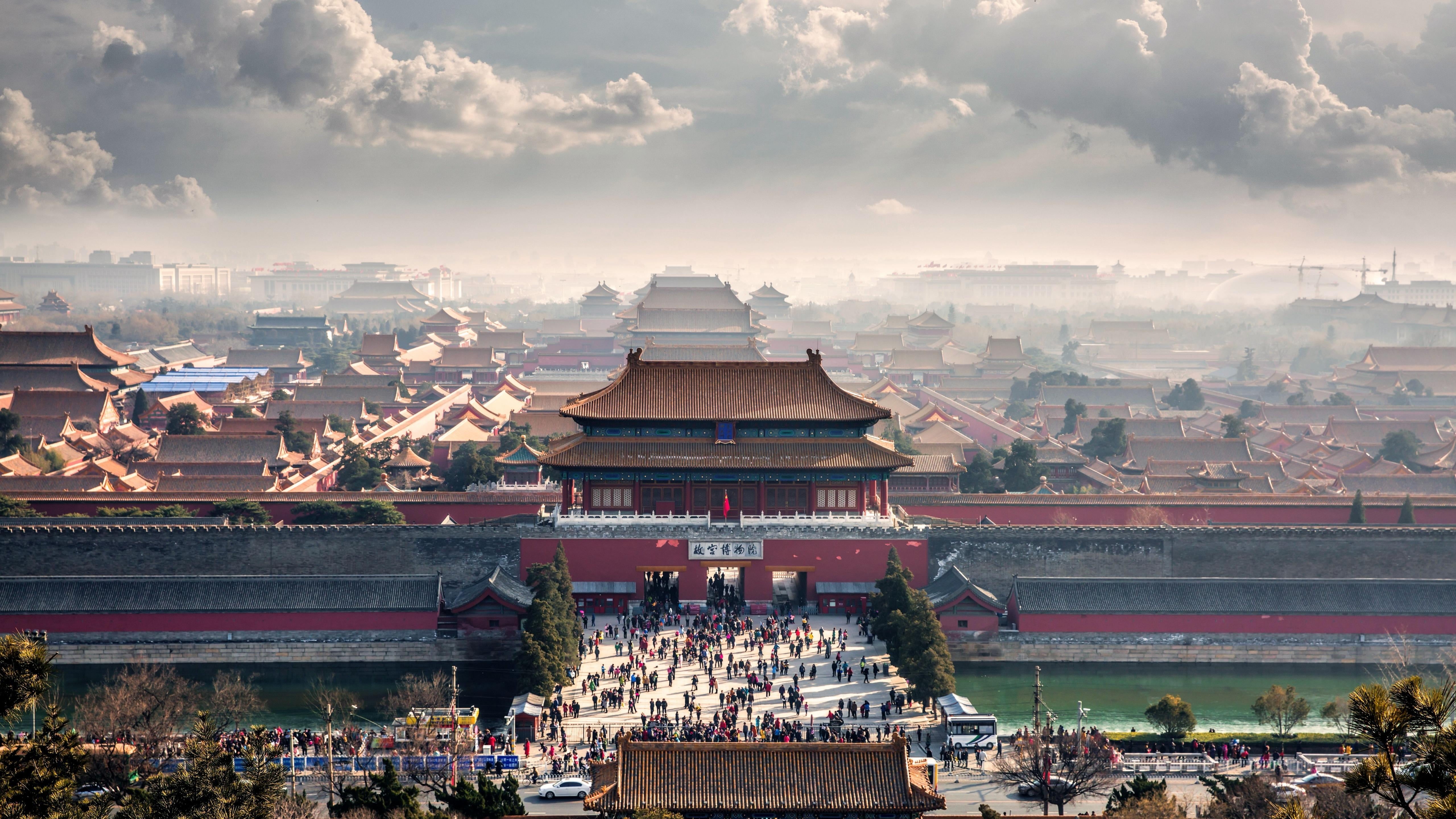 place of worship, asia, tourism, outdoors, 5K, shrine, china, travel destinations, architecture, castle, sky, cityscape, 5k uhd, crowd, forbidden city, HD Wallpaper