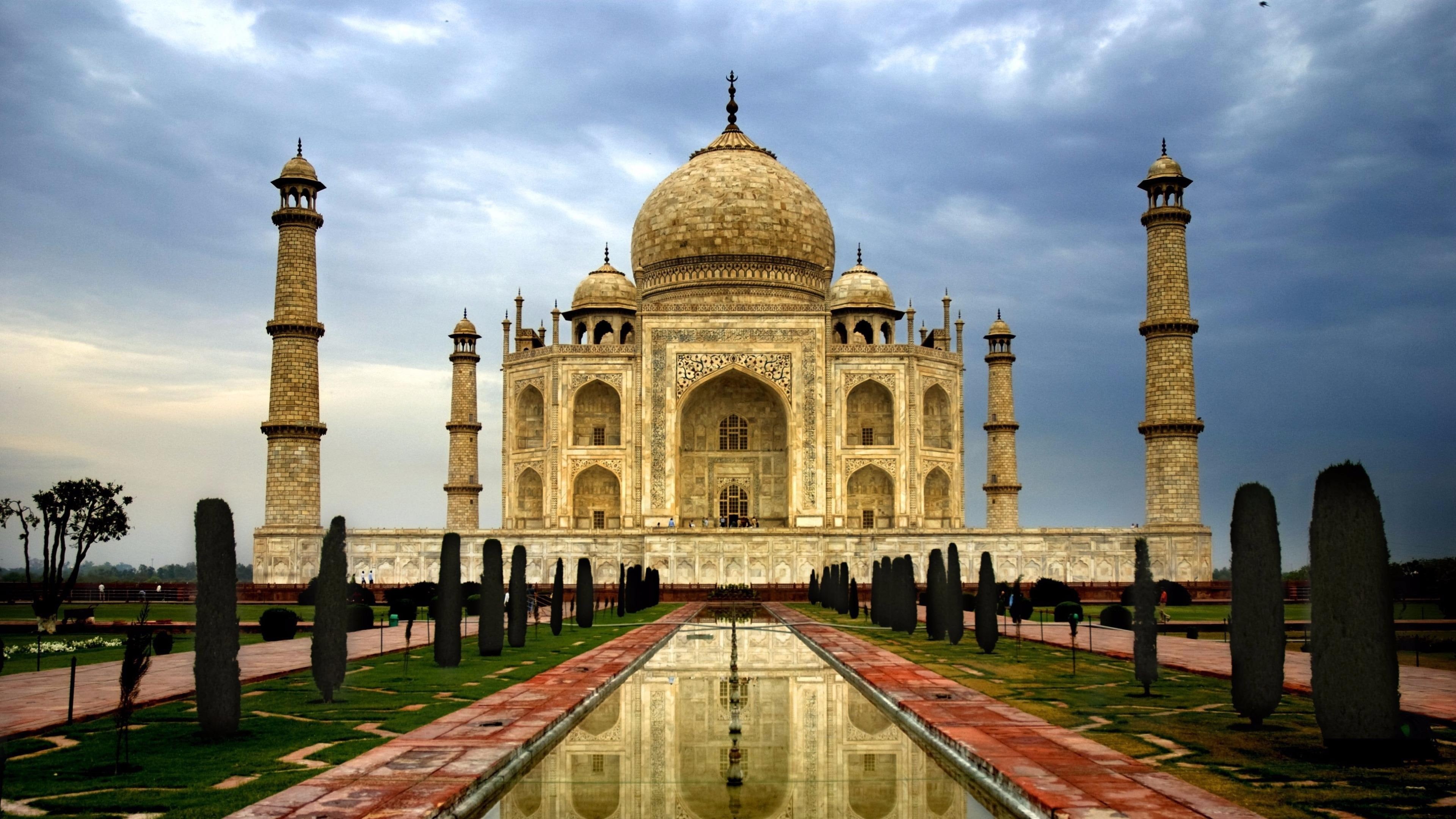 agra, ancient history, taj mahal, india, architecture, landmark, asia, tourist attraction, domes, column, wonders of the world, 4K, minarets, monument, HD Wallpaper