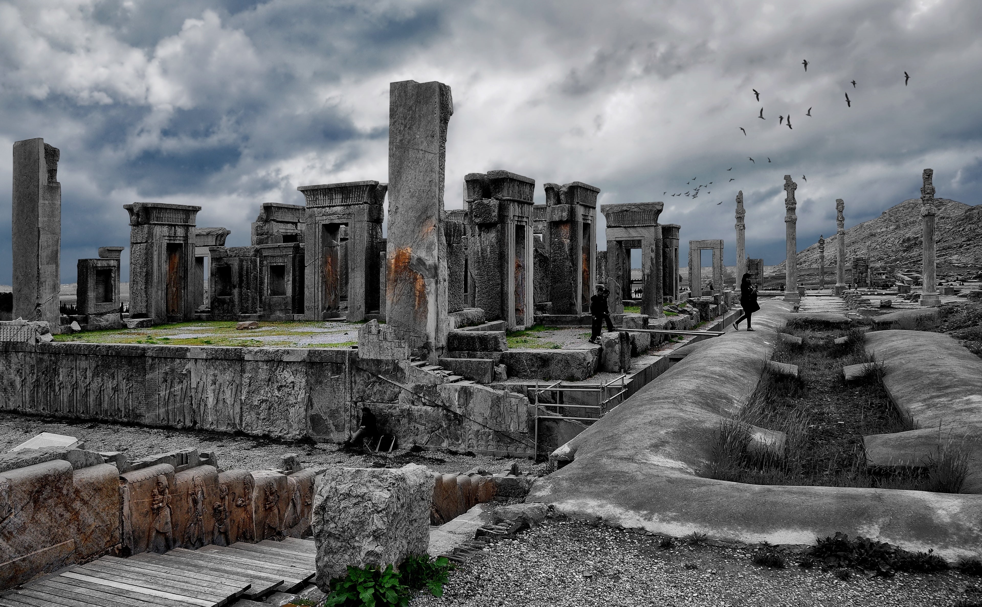 ancient, ruined, built structure, nature, old ruin, overcast, Dramatic, visit, tourism, office building exterior, History, ancient civilization, no people, HD Wallpaper