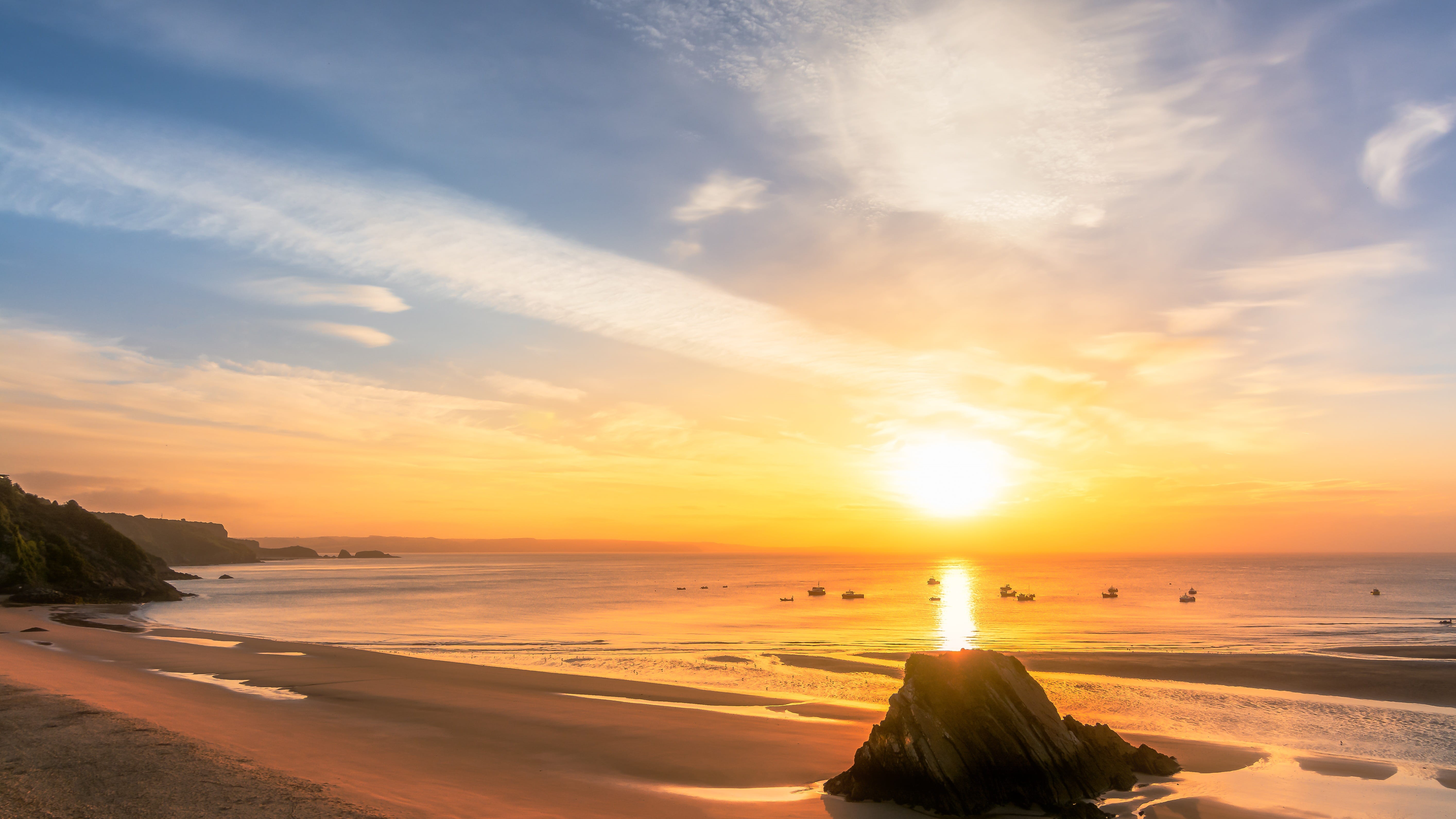 outdoor, tranquil scene, land, sunset, relax, horizon over water, scenic, cloud - Sky, no People, beauty In Nature, sunrise - Dawn, blue, sunny, tourism, HD Wallpaper