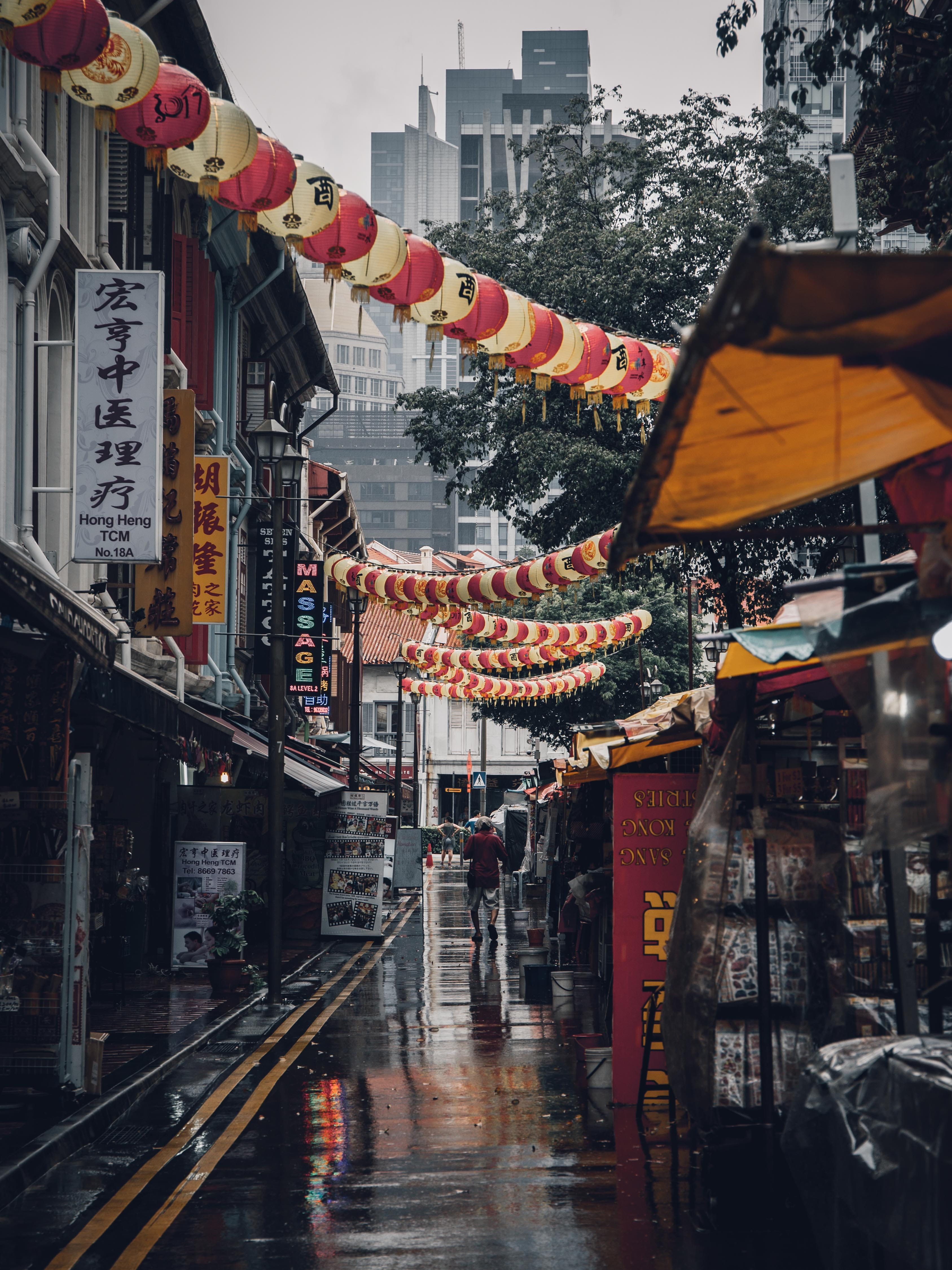 wet, communication, daytime, mood, building, lanterns, asia, hanging, choice, urban Scene, water, travel Destinations, walking on, walking, built structure, Phone HD Wallpaper