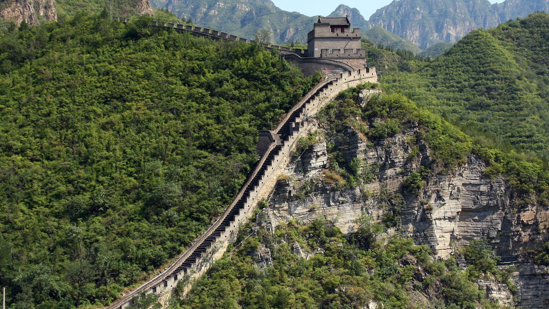 landscape, Great Wall of China, 1080P, China, nature, forest, HD Wallpaper