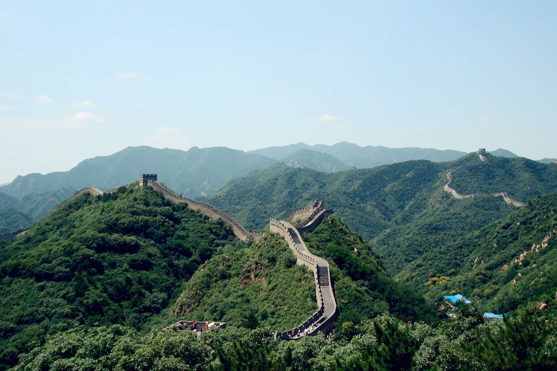 tranquil scene, great wall of china, landscape, green color, nature, scenics - nature, tree, day, non-urban scene, plant, ancient civilization, no people, HD Wallpaper