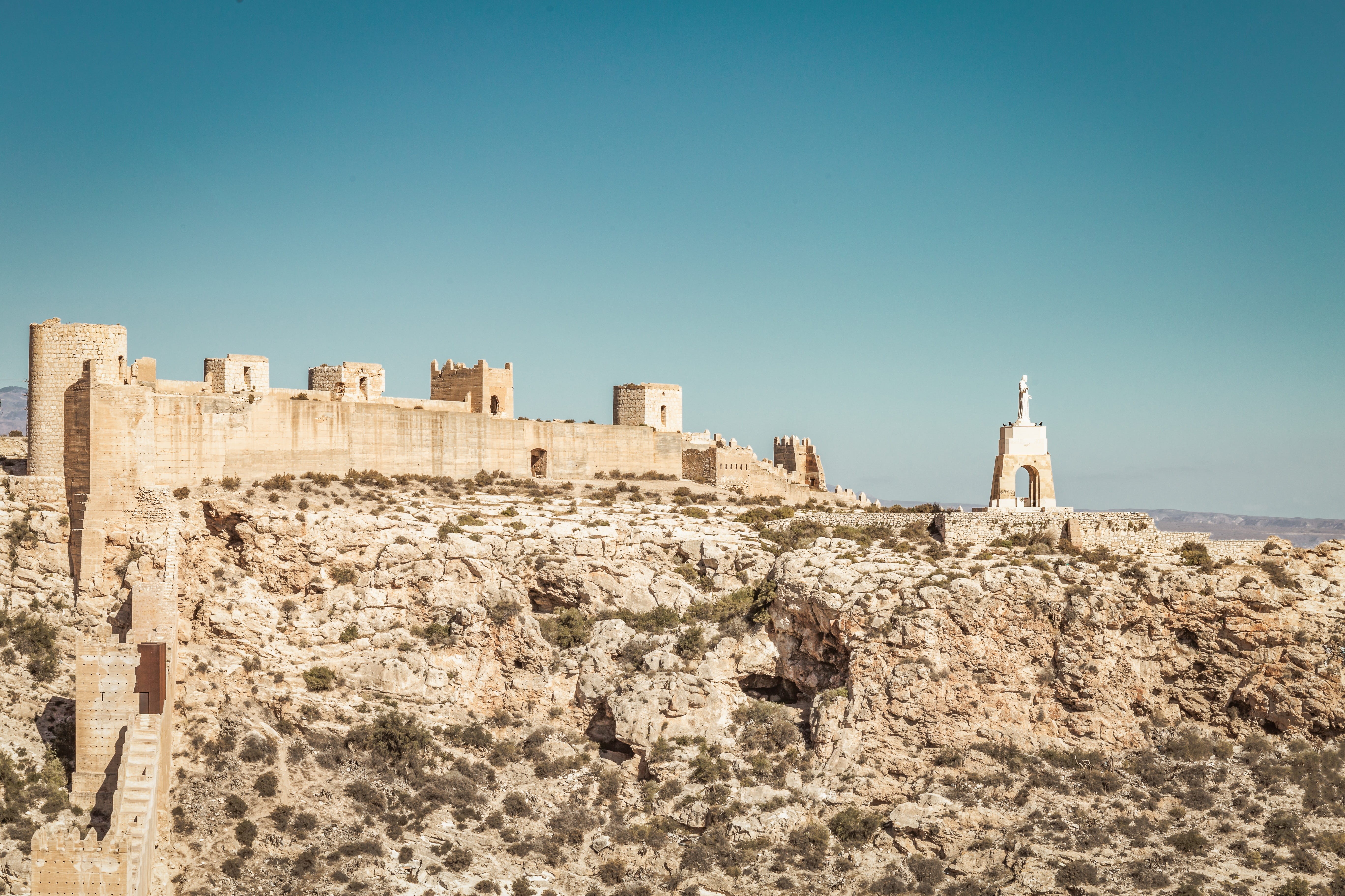 solid, history, landmark, ancient civilization, tourism, outdoors, copy space, travel destinations, mediterranean, travel, hill, day, built structure, clear sky, HD Wallpaper