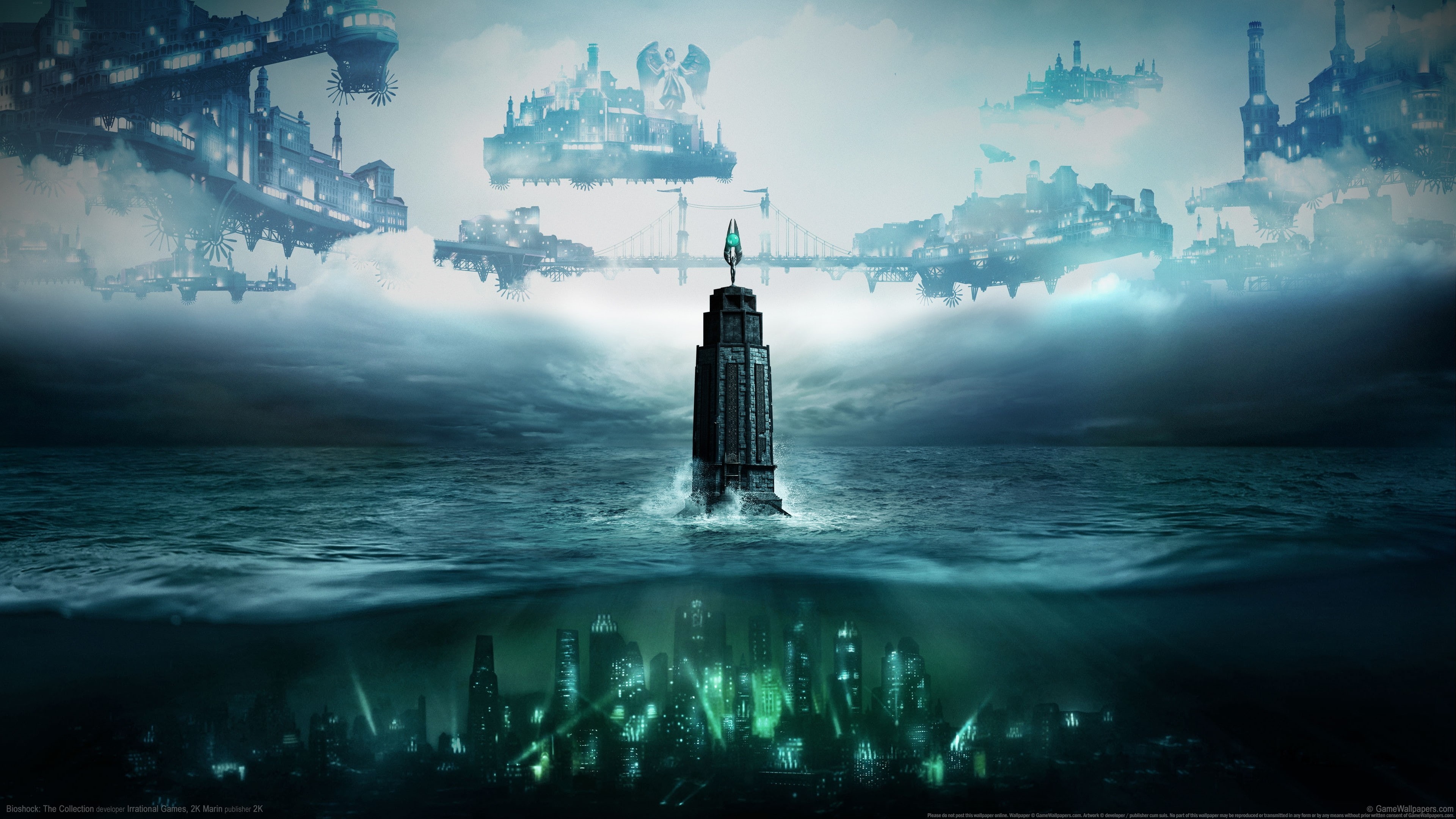 Columbia, 4K, BioShock, tower, video games, HD Wallpaper