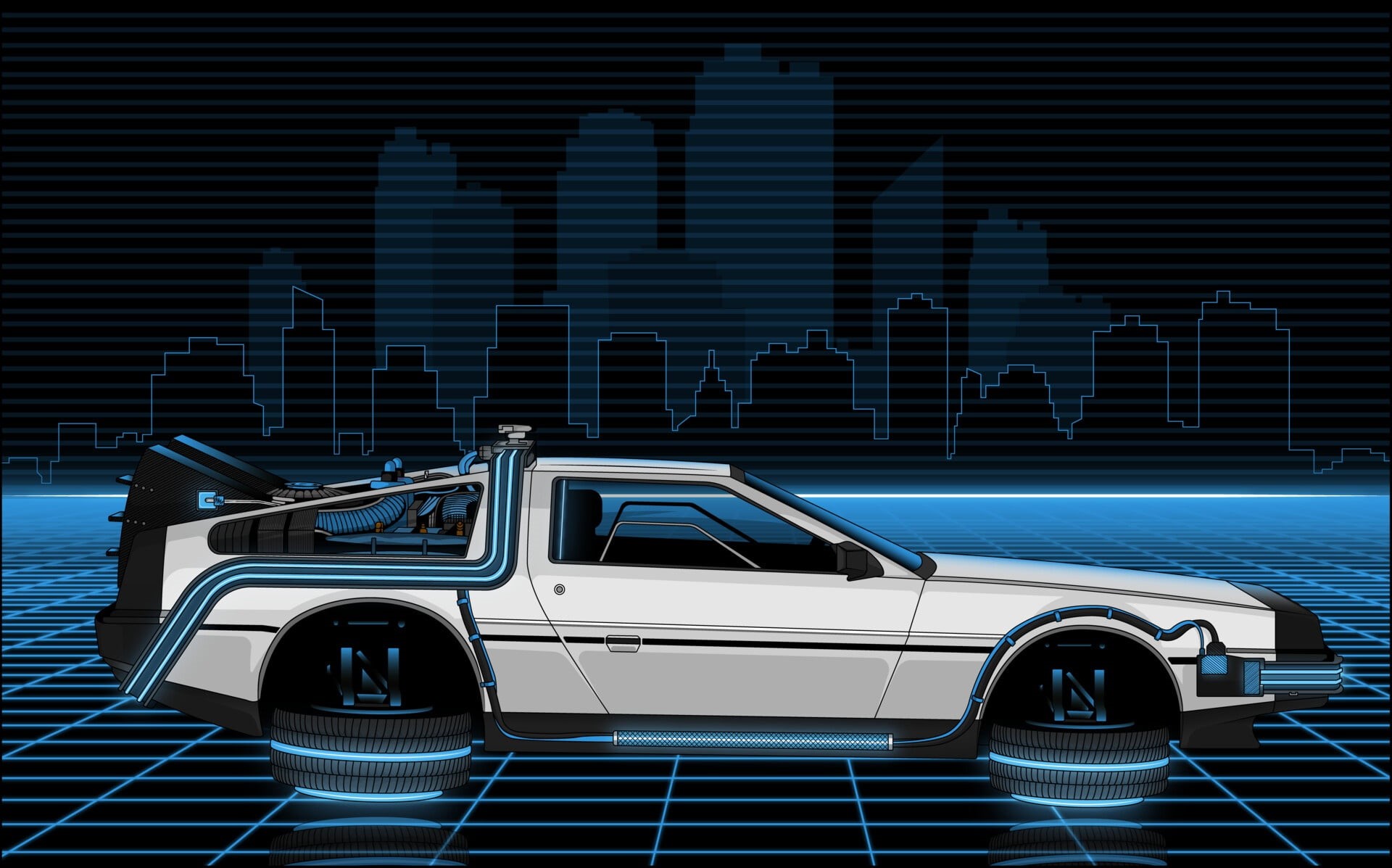 Time Machine, 1080P, DeLorean, Back to the Future, vehicle, digital art, car, HD Wallpaper