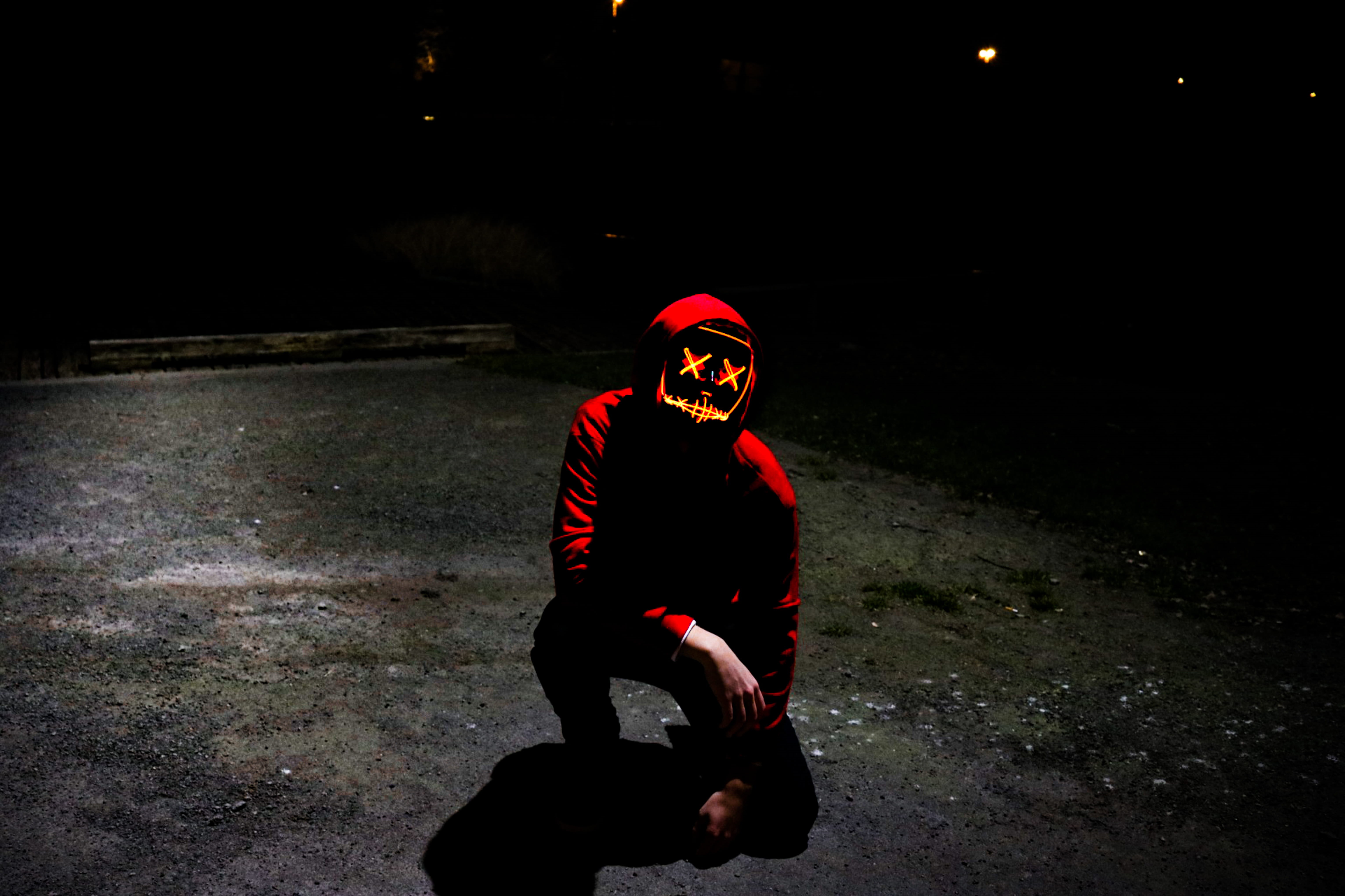 wearing, man, hood - clothing, marshmello, outdoors, looking at camera, clothing, childhood, hoodie, child, men, full length, boys, skull, street, real people, HD Wallpaper