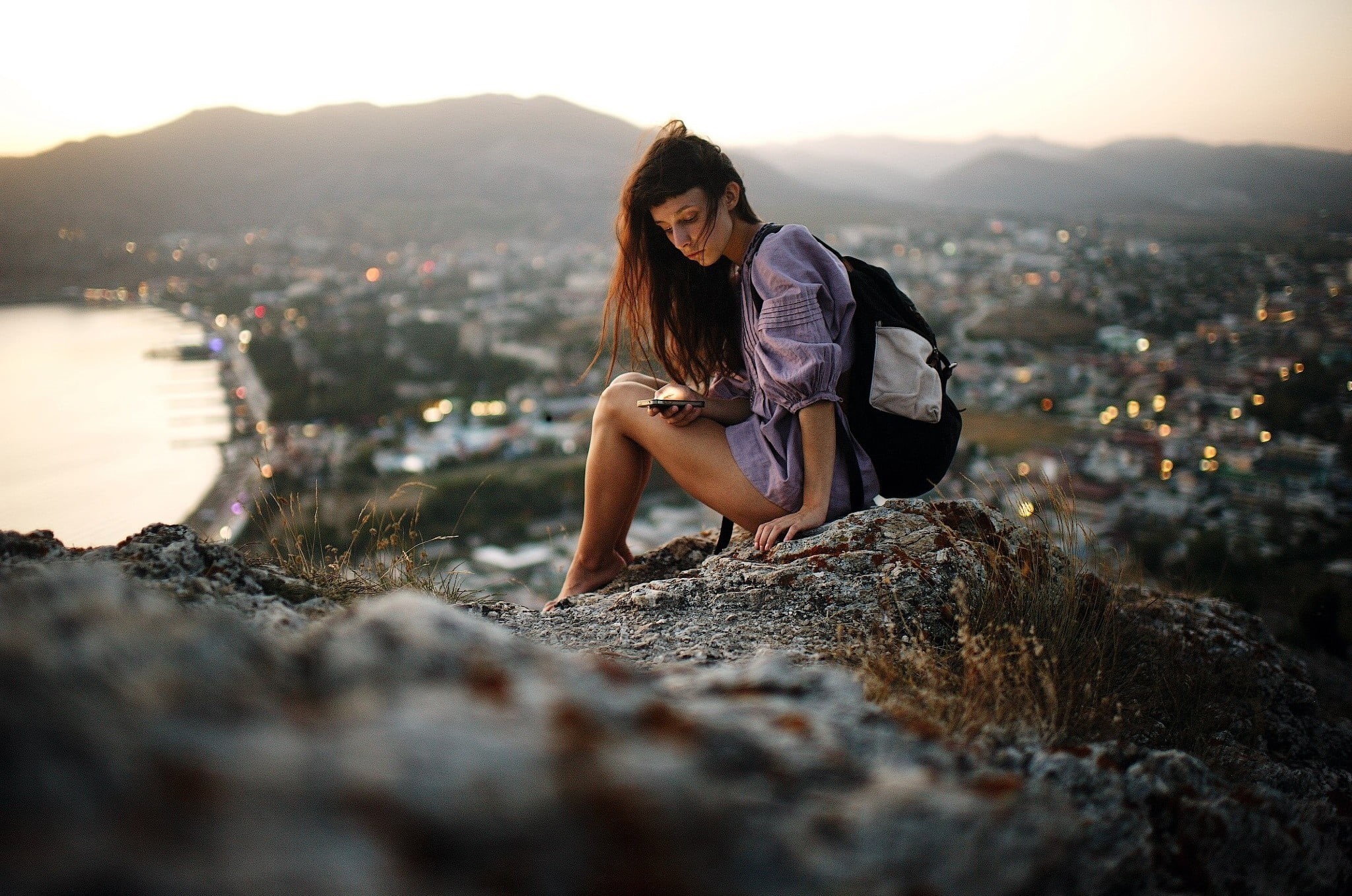 water, Marat Safin, sport, casual Clothing, woman, enjoyment, copy Space, long hair, brunette, hiking, rock, adventure, straight hair, summer, beauty In Nature, HD Wallpaper