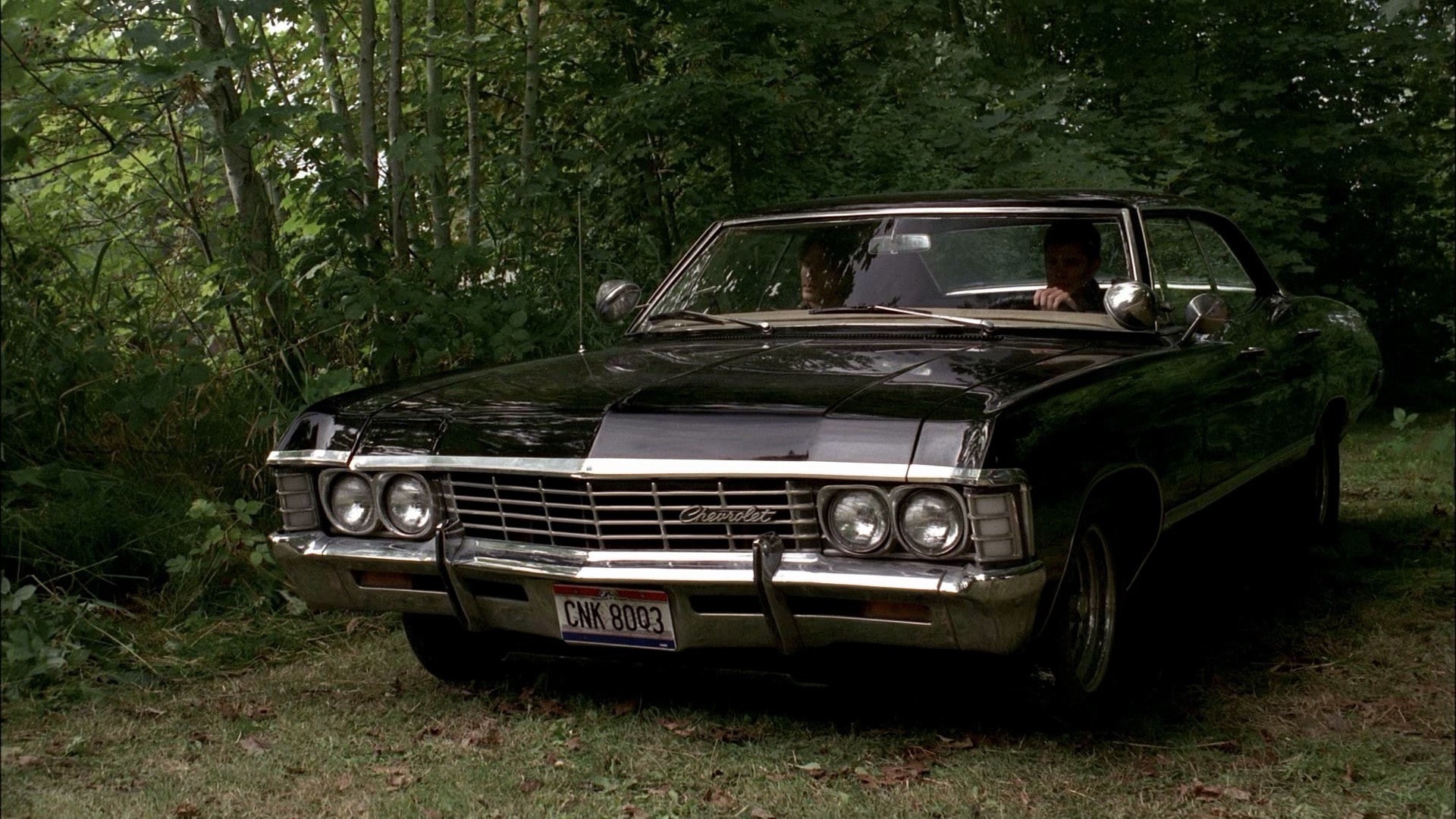 art, winchester, chevrolet, tv, scenic, vehicles, dean, cars, series, Supernatural, forest, trees, 1080P, black, hd, Landscapes, HD Wallpaper