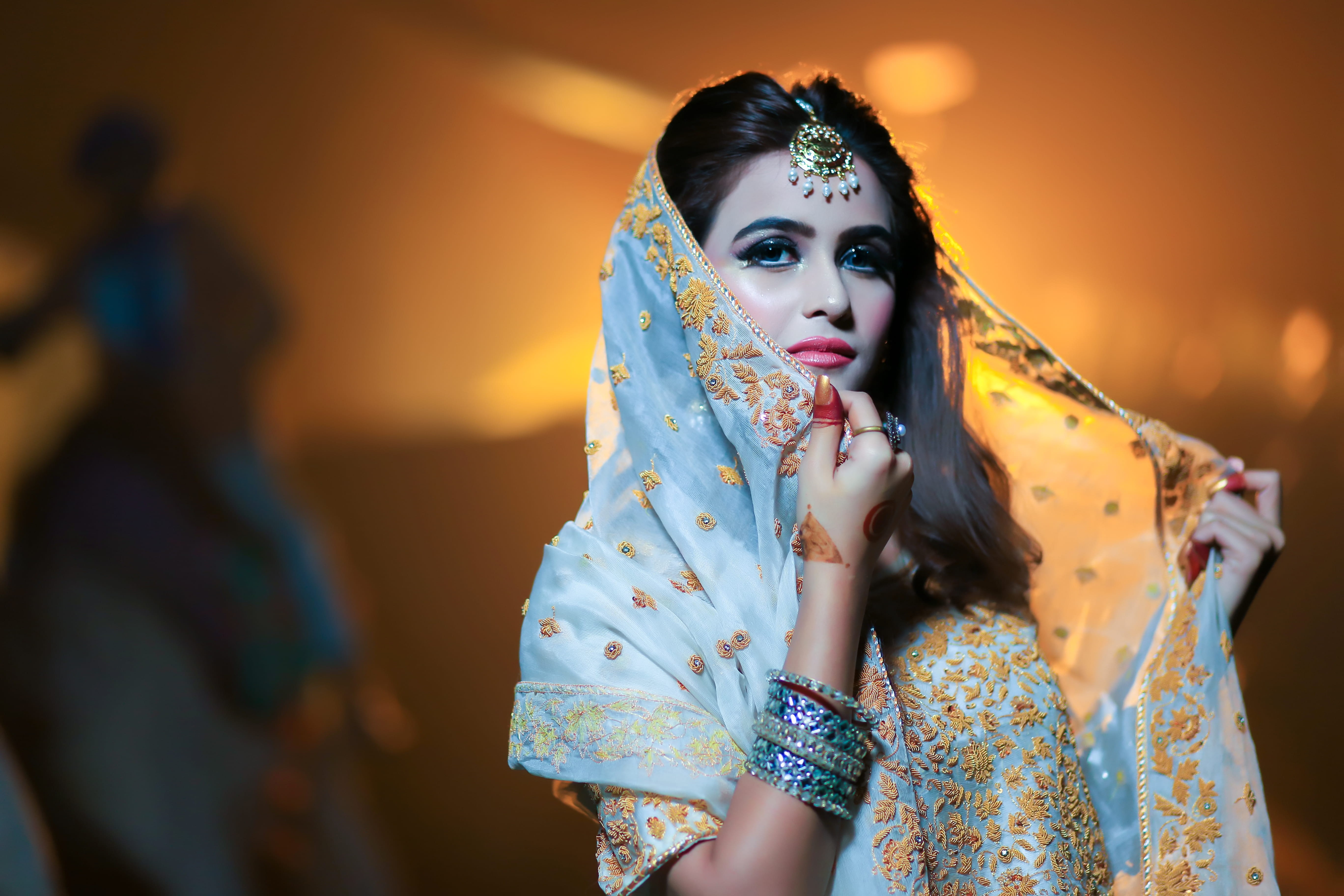 fashion, portrait, shallow, light, teenager, pose, photography, photoshoot, lifestyles, woman, traditional, 5K, indoors, wear, leisure activity, blue, HD Wallpaper
