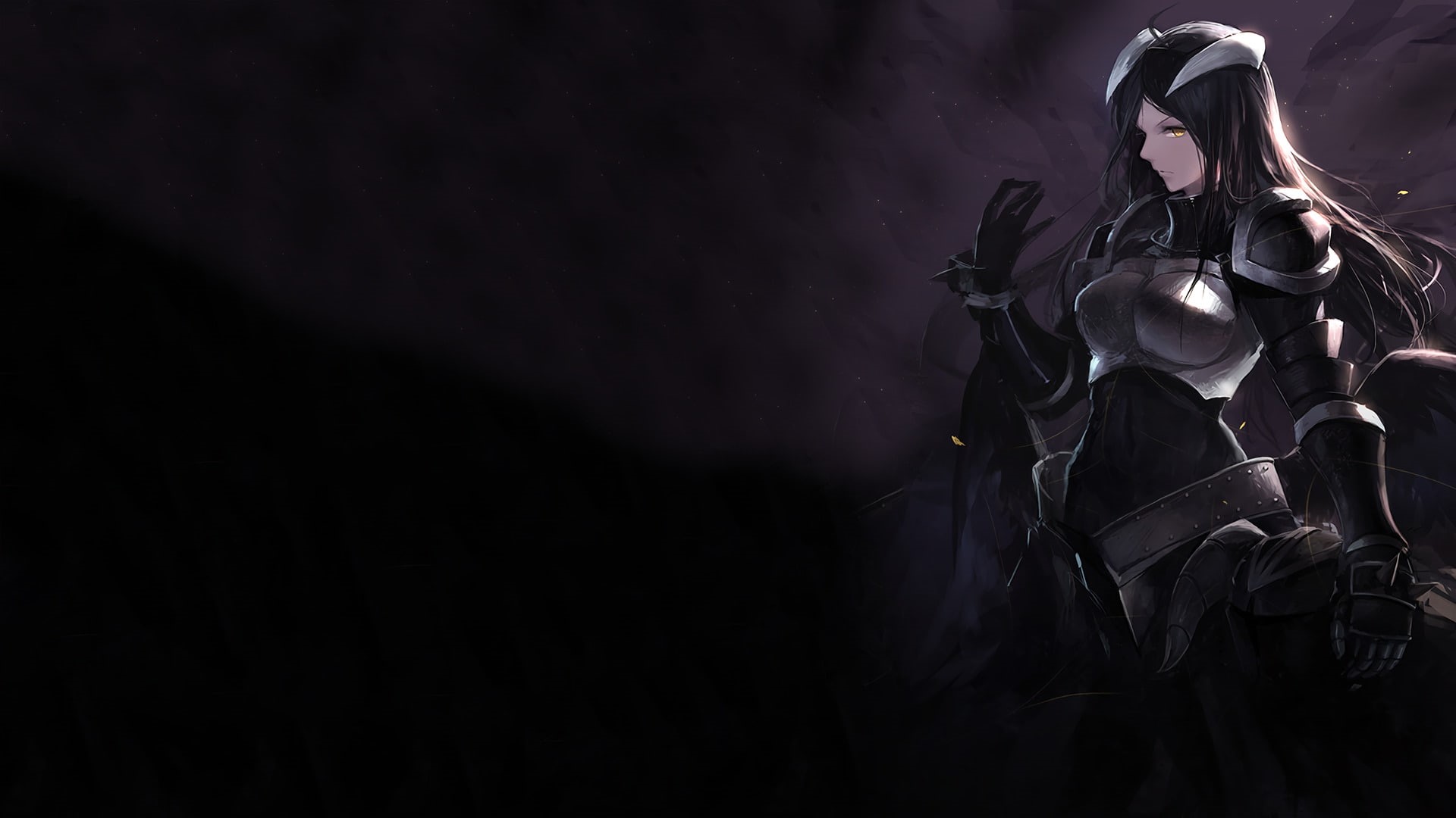 black, haired, Overlord, Albedo (Overlord), illustration, character, Anime, 1080P, female, HD Wallpaper