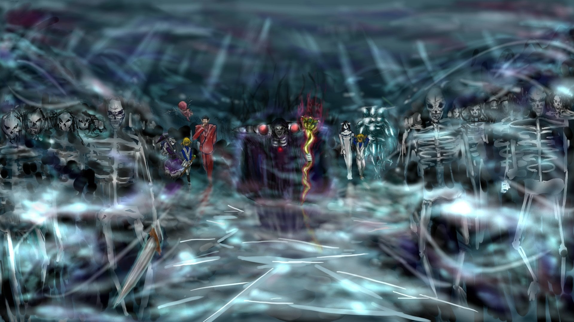 Shalltear Bloodfallen, wet, Overlord, reflection, day, water, full frame, backgrounds, no people, Cocytus (Overlord), Albedo (Overlord), Anime, motion, HD Wallpaper
