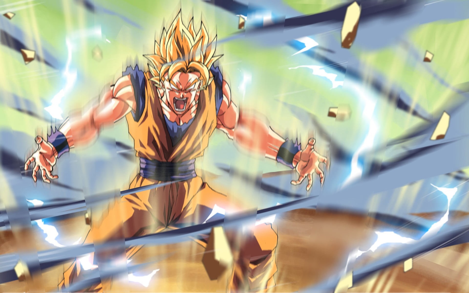 real people, sport, people, swimming pool, front view, computer Graphic, young men, fantasy, Super Saiyan, Son Goku, illustration, futuristic, leisure activity, HD Wallpaper