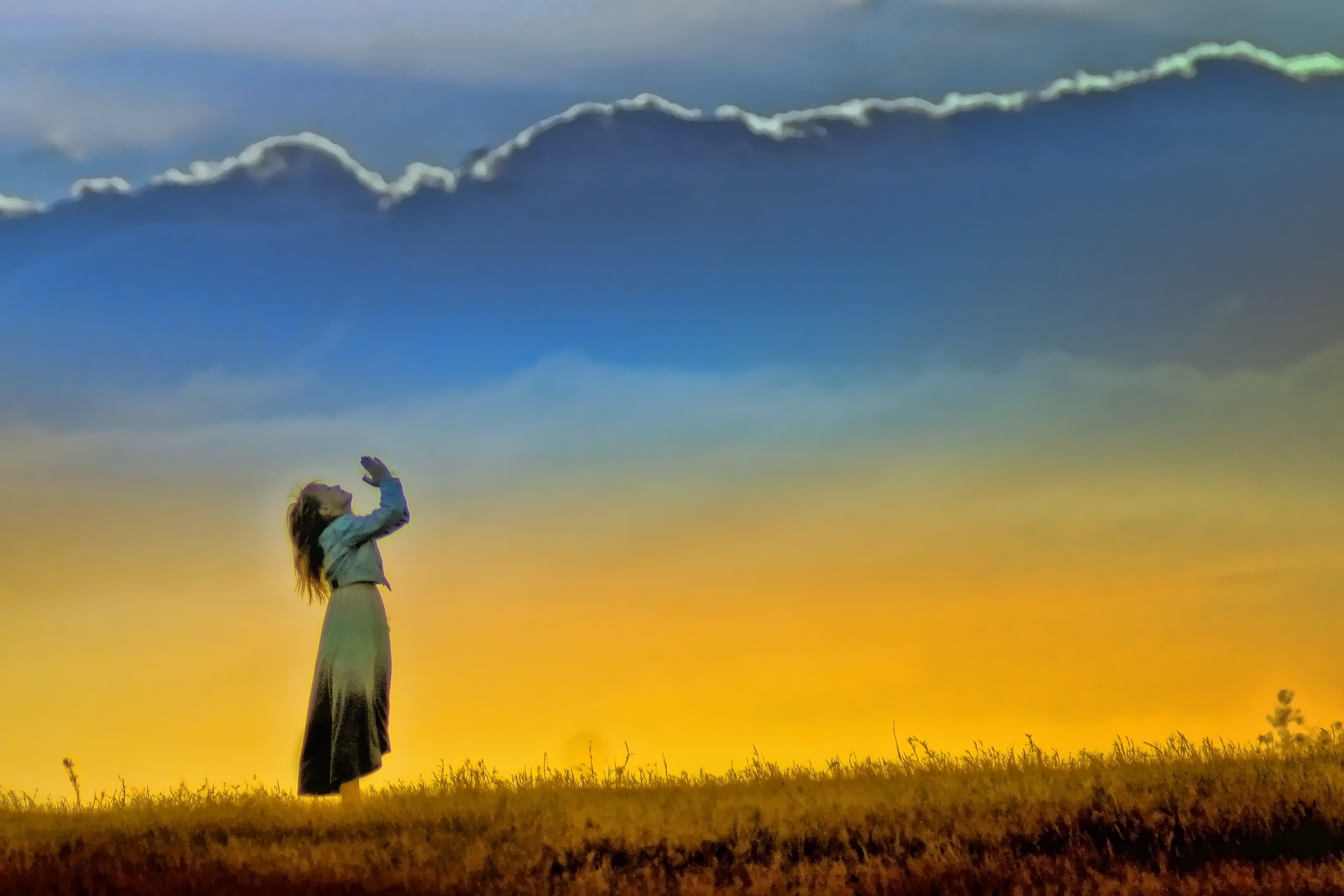 freedom, christian, light, arms raised, silhouette, hands, rural scene, person, crop, spiritual, landscape, illustration, field, young adult, joy, female, HD Wallpaper