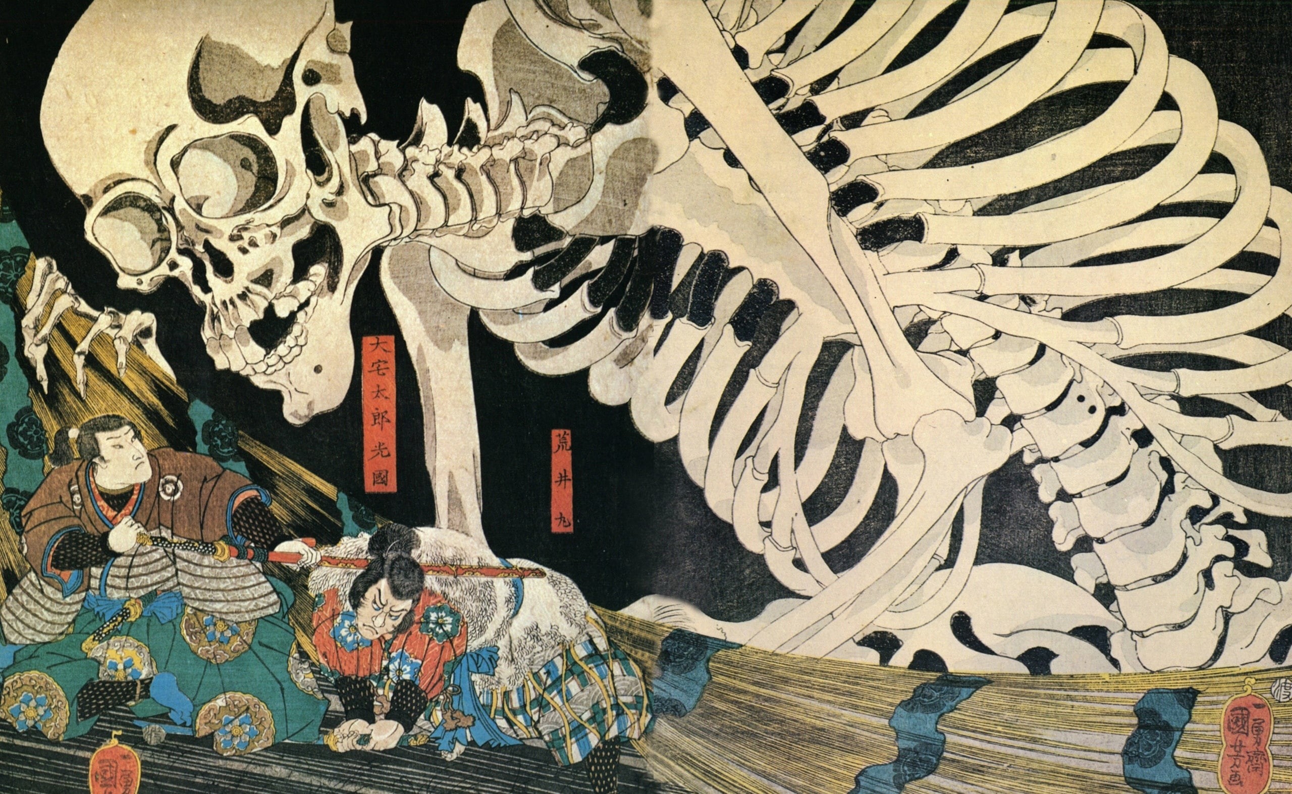 Japanese, architecture, mural, representation, Drawings, female likeness, craft, spirituality, two, art and craft, religion, art, built structure, human representation, HD Wallpaper