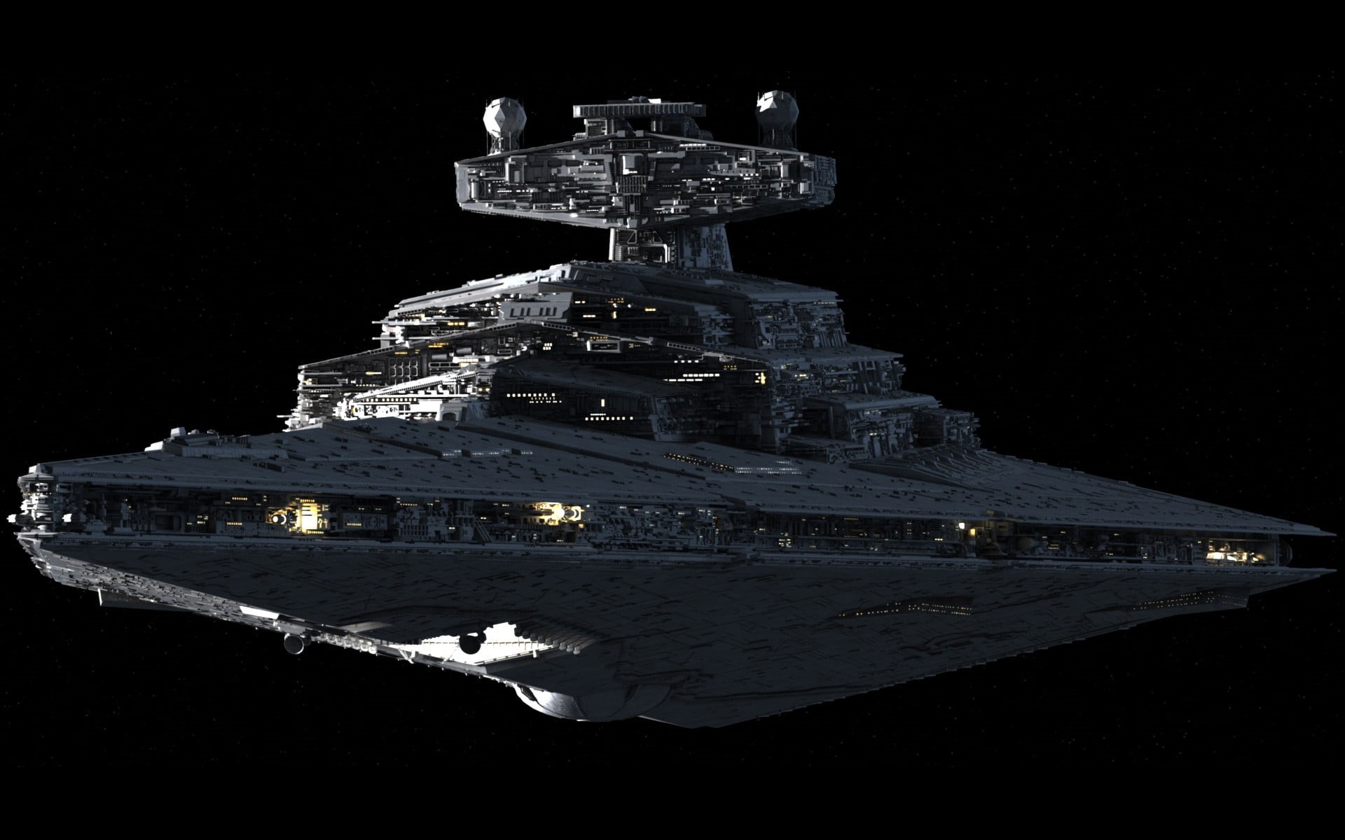 gray, spaceship, place of worship, religion, nature, space, cold temperature, architecture, snow, night, Star Wars, illuminated, water, ship, building, HD Wallpaper