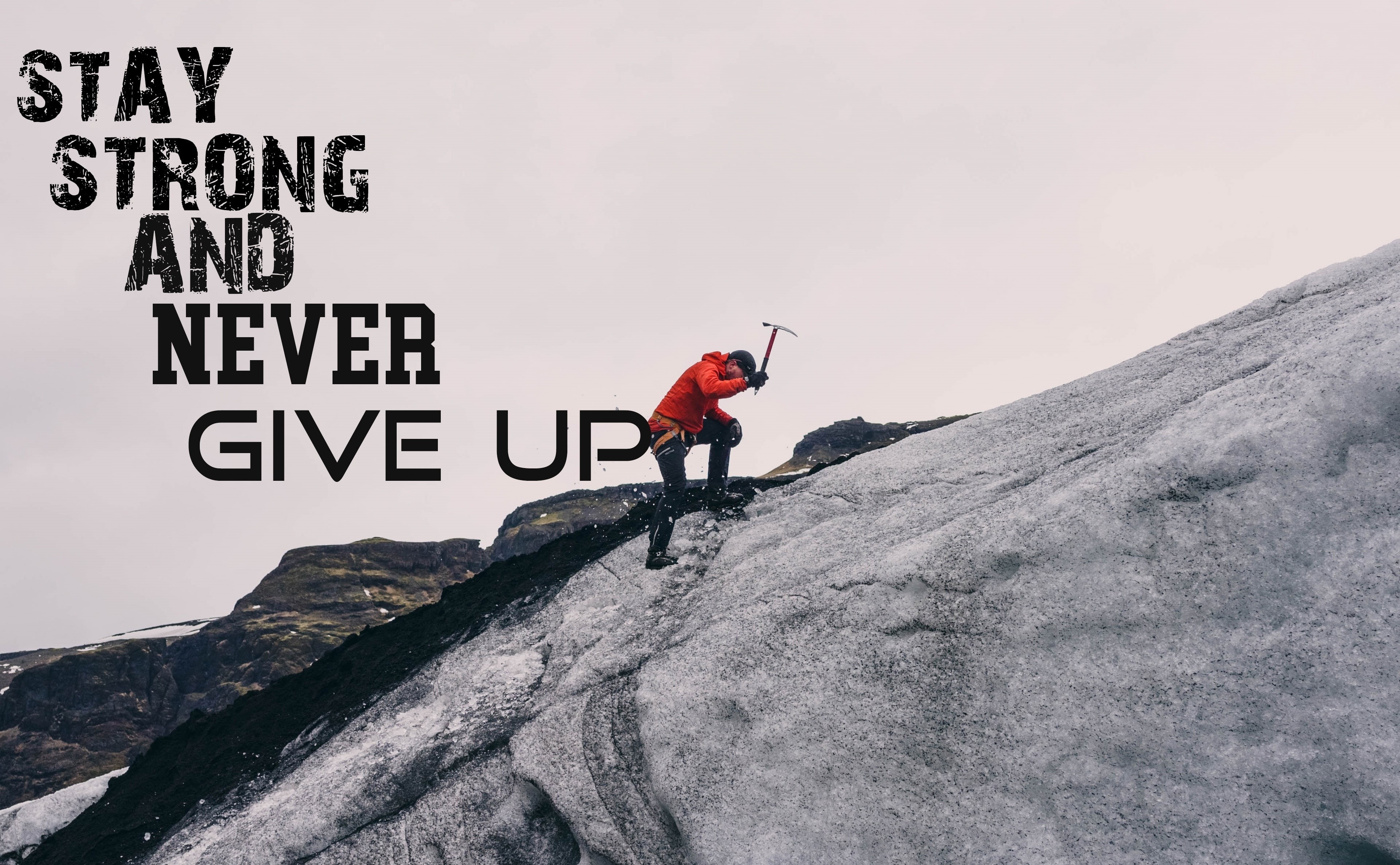 windbreaker, Artistic, hiking, orange, communication, sky, men, Typography, activity, give, never, sport, lifestyles, adventure, mountain, full length, HD Wallpaper