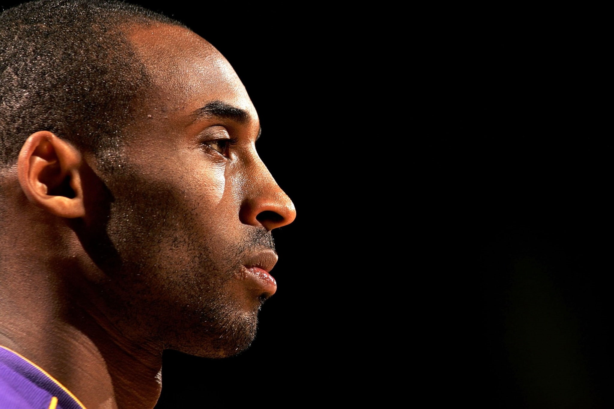 kobe bryant  widescreen, mature men, looking away, contemplation, close-up, 1080P, copy space, human face, indoors, one person, body part, serious, portrait, HD Wallpaper
