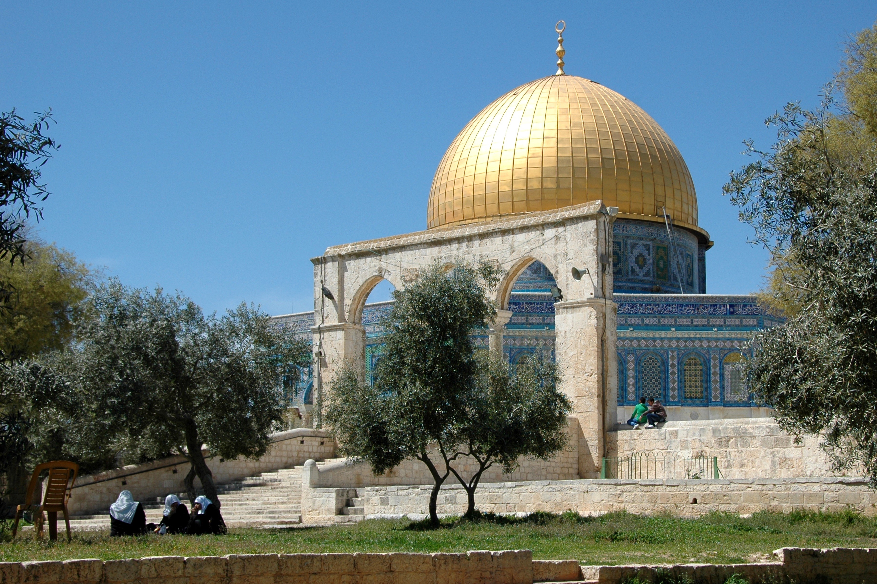 dome of the rock, outdoors, sky, sunlight, clear sky, israel, day, place of worship, travel destinations, nature, plant, city, golden, temple mount, dome, HD Wallpaper