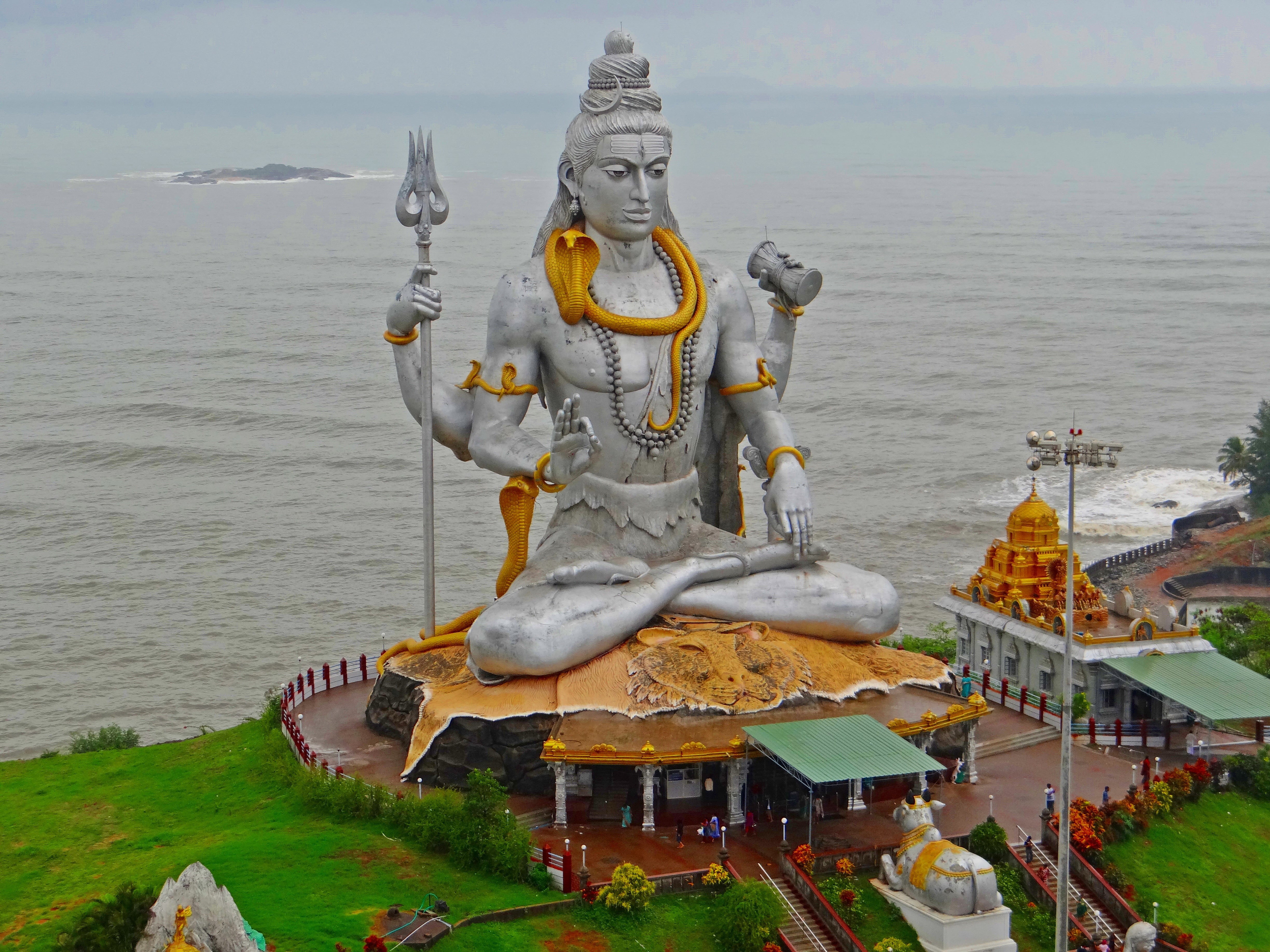 arabian sea, india, representation, nature, hindu, aerial, water, no people, sky, building exterior, outdoors, human representation, belief, karnataka, HD Wallpaper