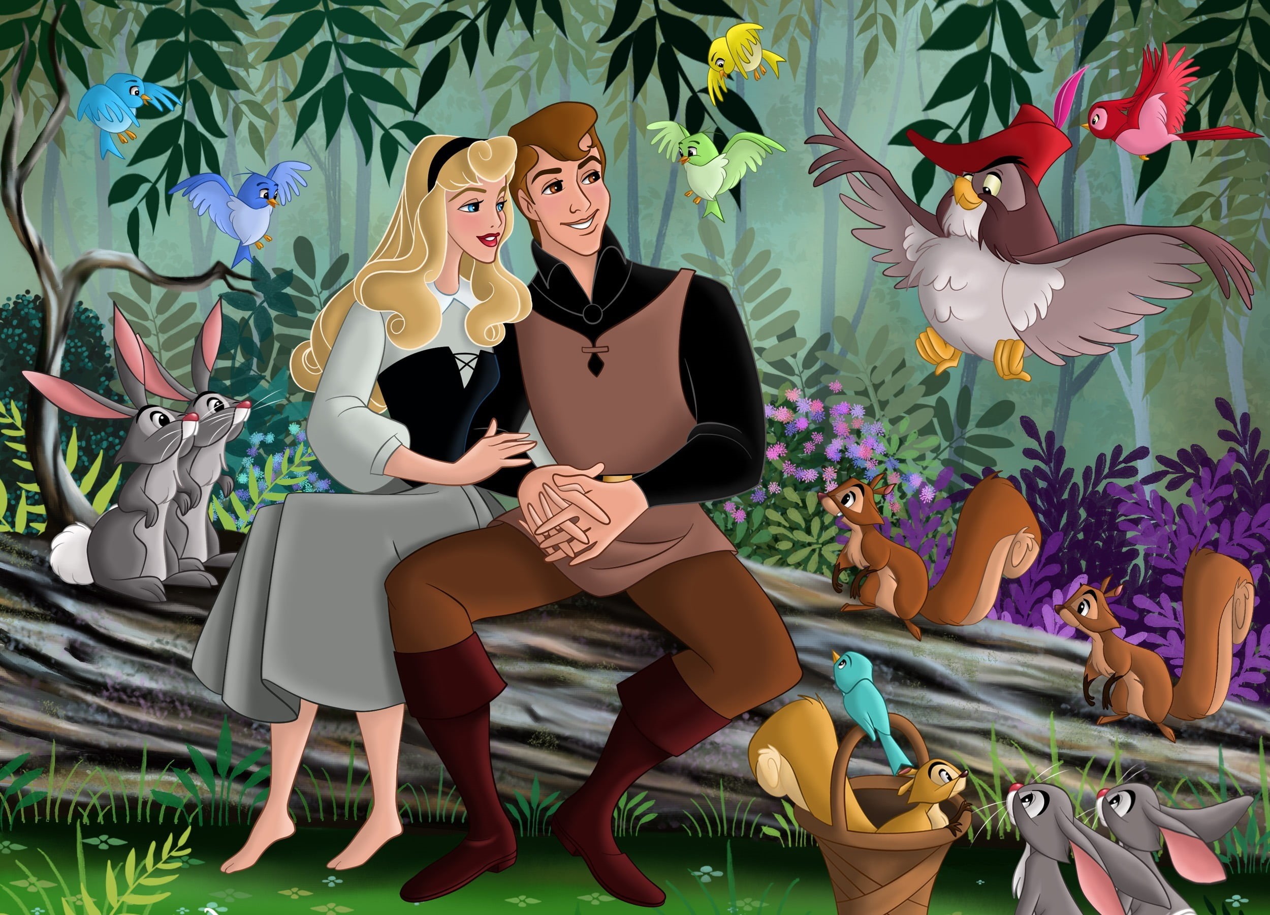 movie, fanart, cinderella, cute, Sleeping Beauty, proteins, elegance, Aurora, one Person, women, girls, people, adult, casual clothing, plant, Prince, computer Graphic, HD Wallpaper