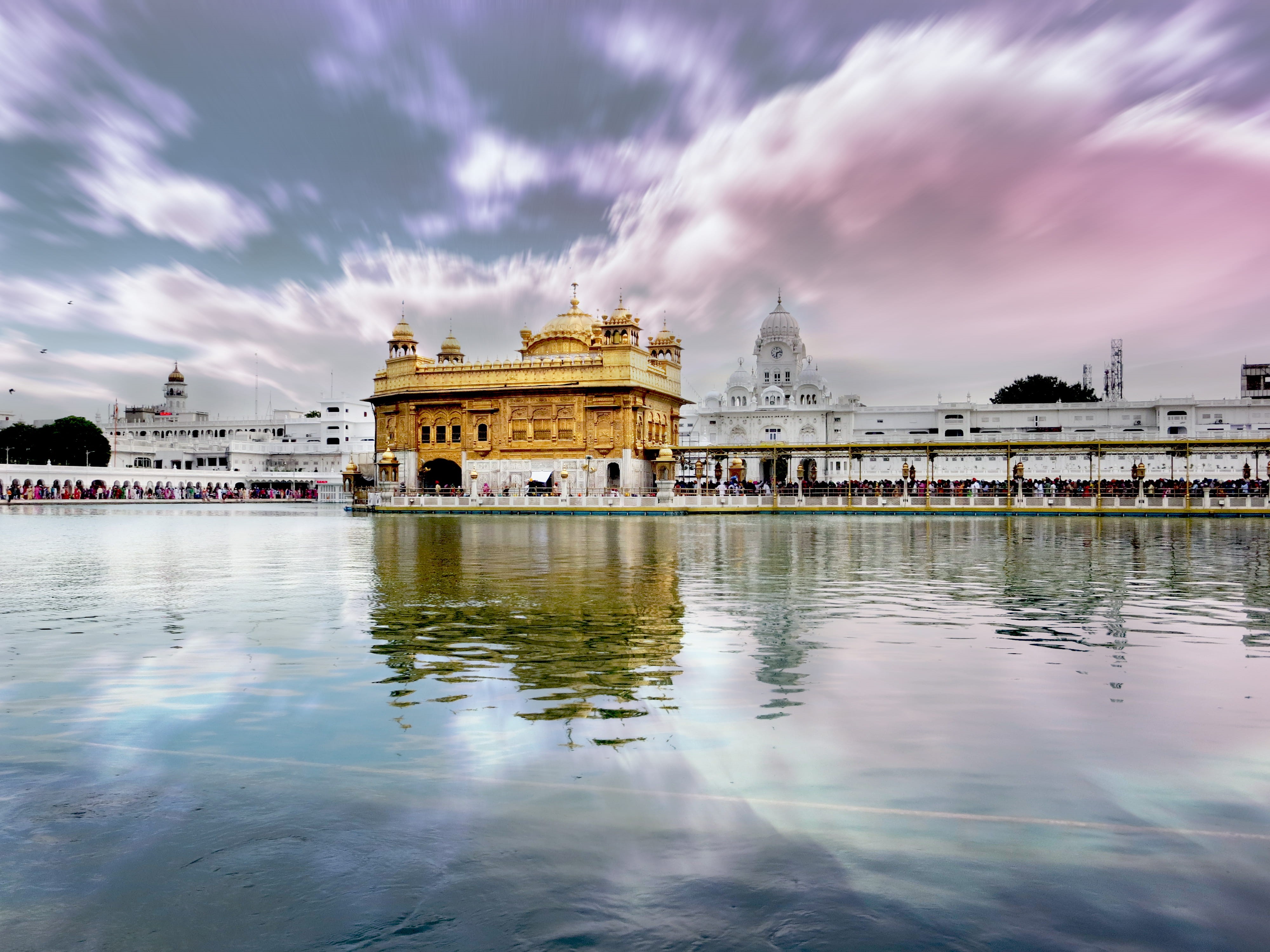 guru, belief, reflection, nature, natue, religion, tourism, building, amritsar, built structure, sky, city, water, india, cloud - sky, travel, religious, HD Wallpaper