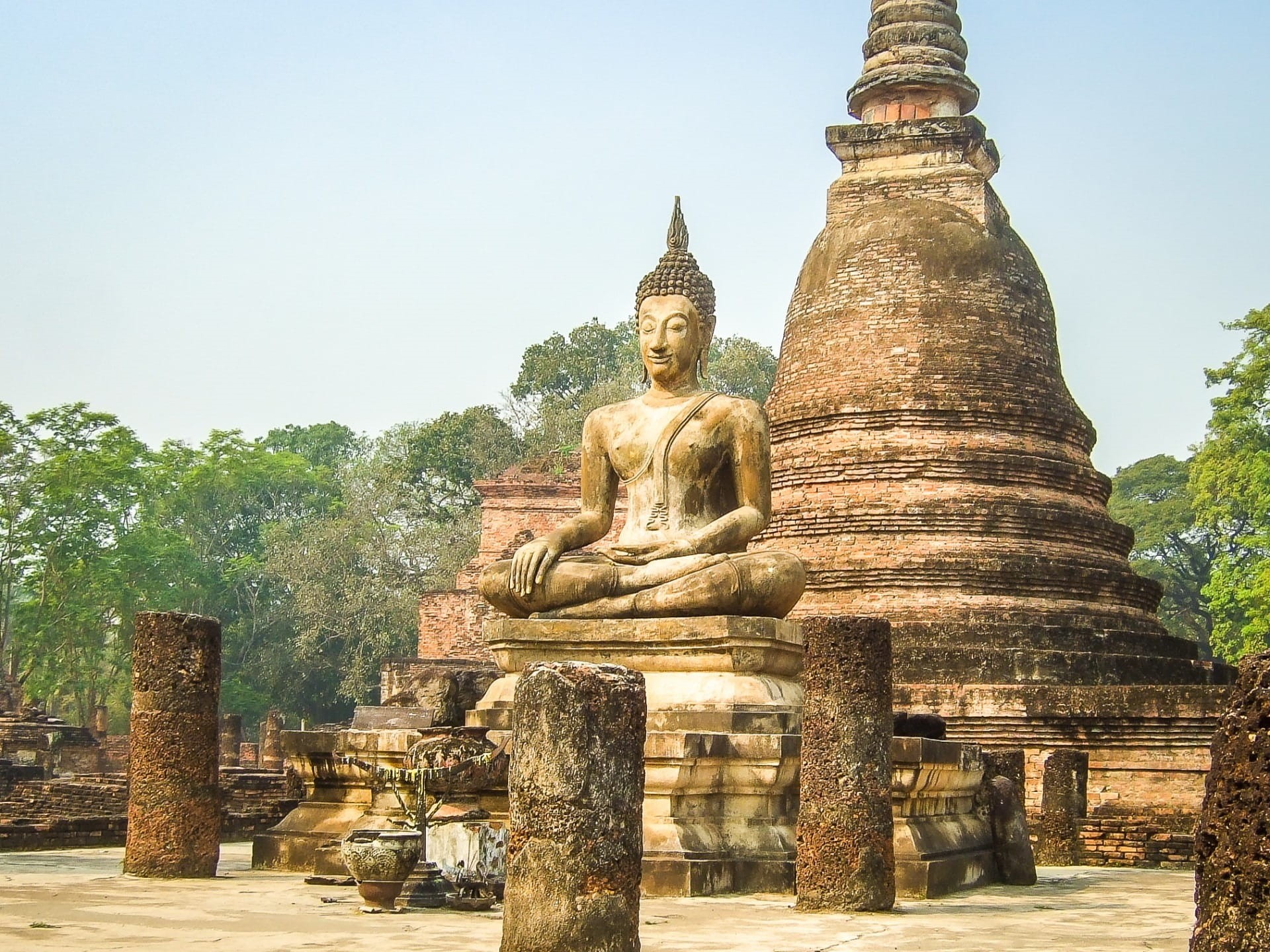 no people, culture, sculpture, built structure, ancient, Buddha, old, art and craft, outdoors, the past, Thailand, place of worship, ancient civilization, HD Wallpaper
