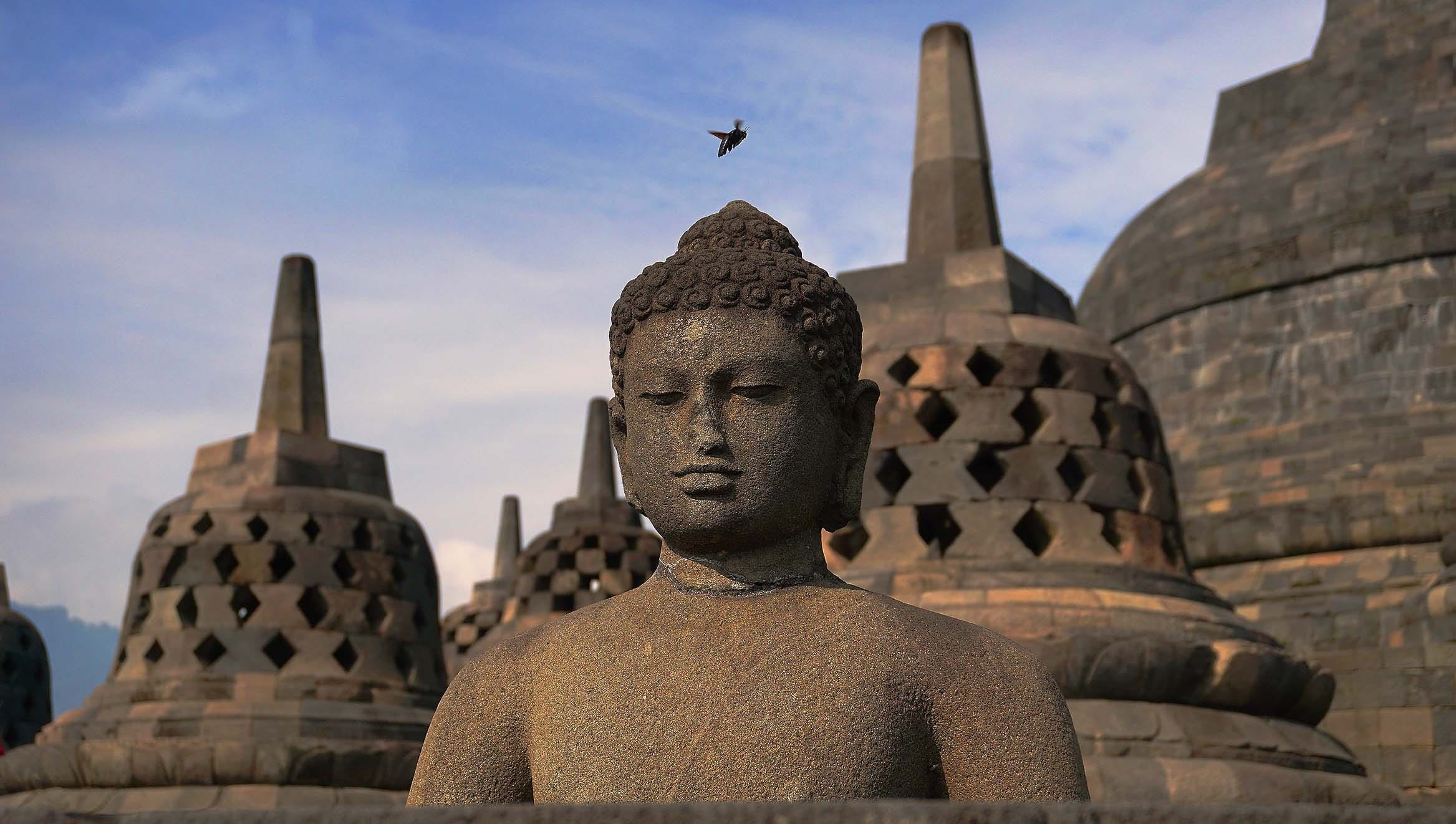 brown, cultures, temple - Building, buddhism, java, tourism, outdoors, stupa, culture, 1080P, concrete, borobudur Ruins, yogyakarta, religious, castle, HD Wallpaper