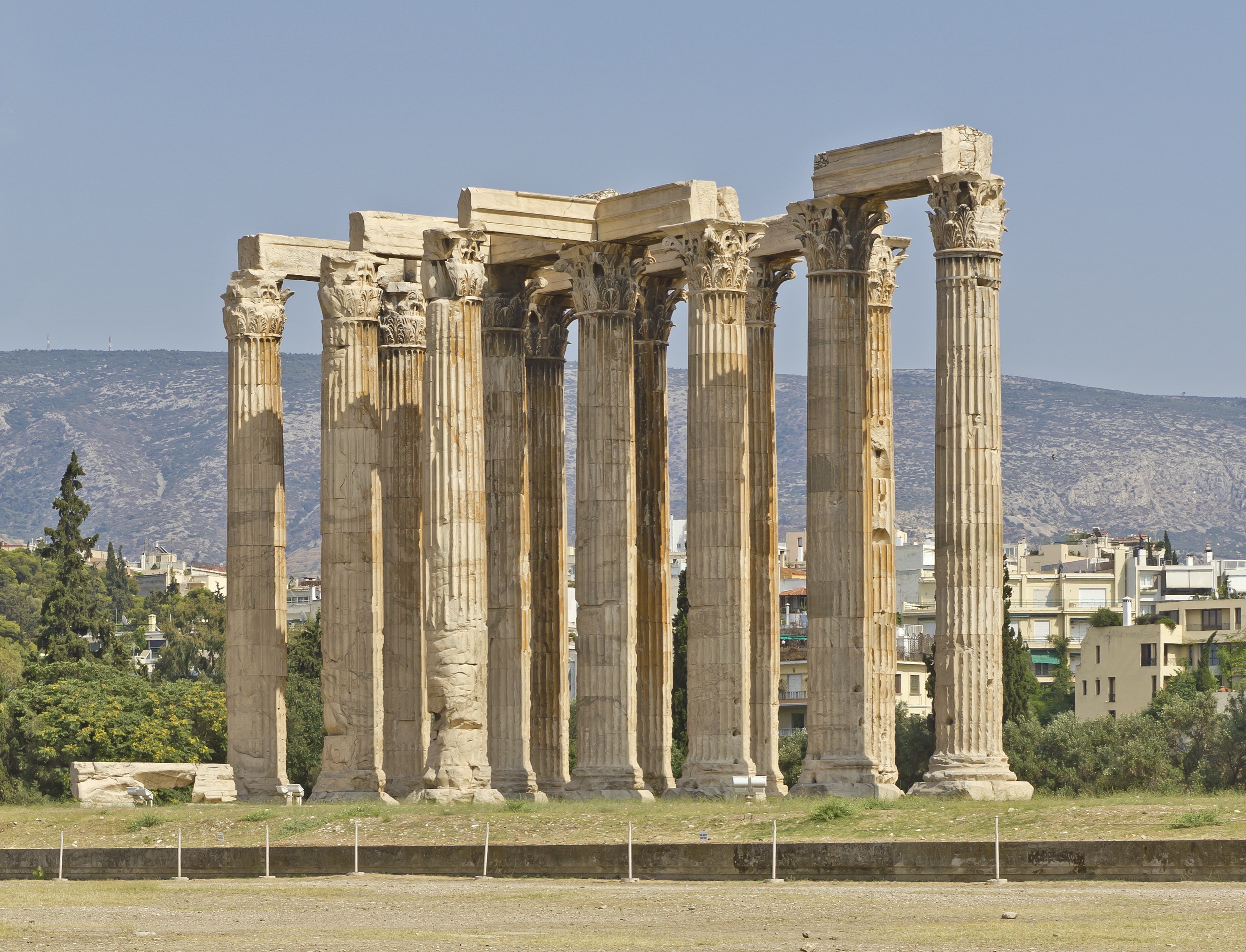 architecture, travel, clear sky, the past, travel destinations, ruined, outdoors, building, tourism, Temple of Olympian Zeus, ancient history, nature, no people, HD Wallpaper