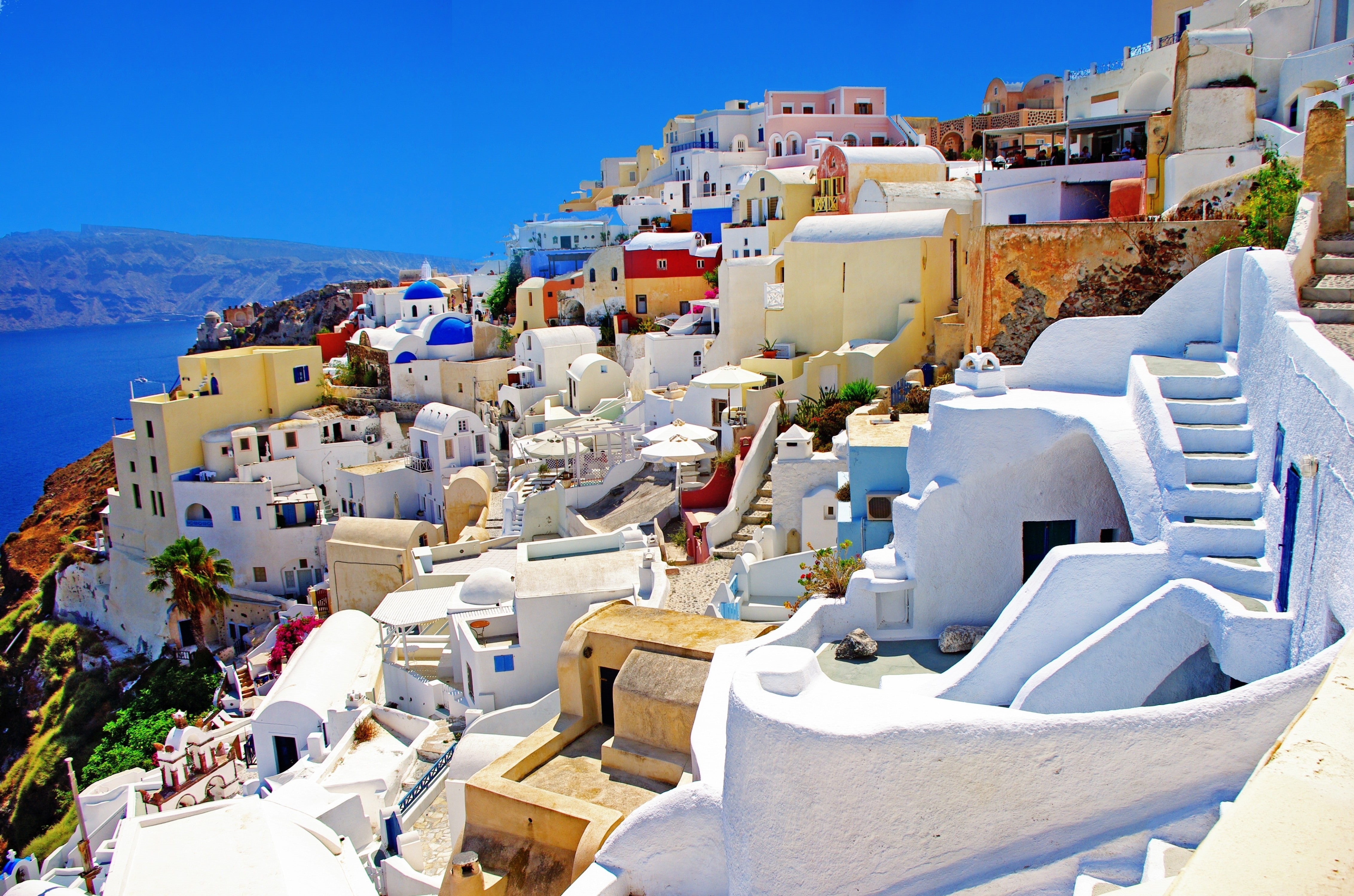 architecture, ancient, 4K, building, Greek, Santorini, Greece, HD Wallpaper
