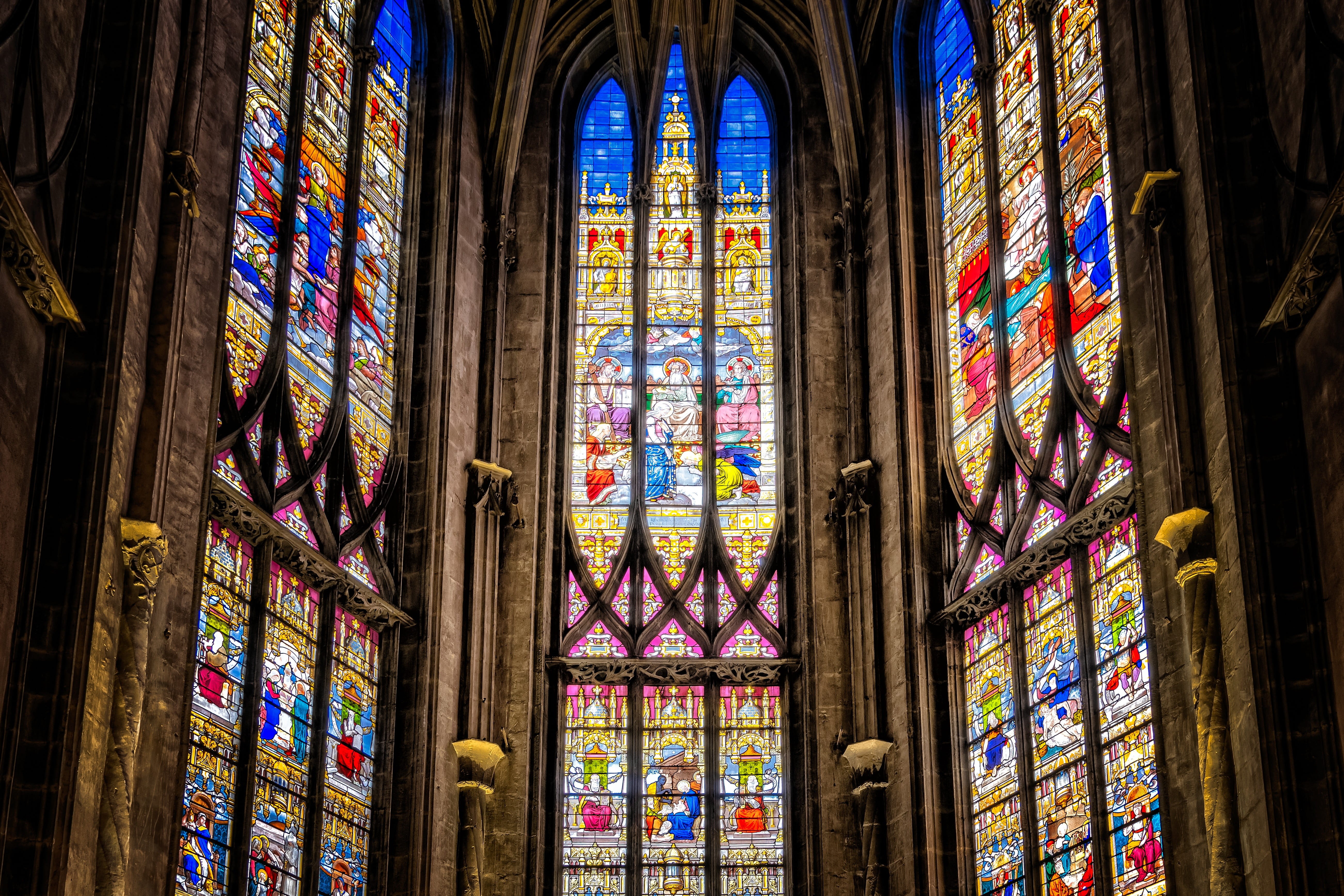 believe, cathedral, church window, artwork, christianity, art, old, 5K, light, place of worship, building, built structure, no people, nave, interior, HD Wallpaper