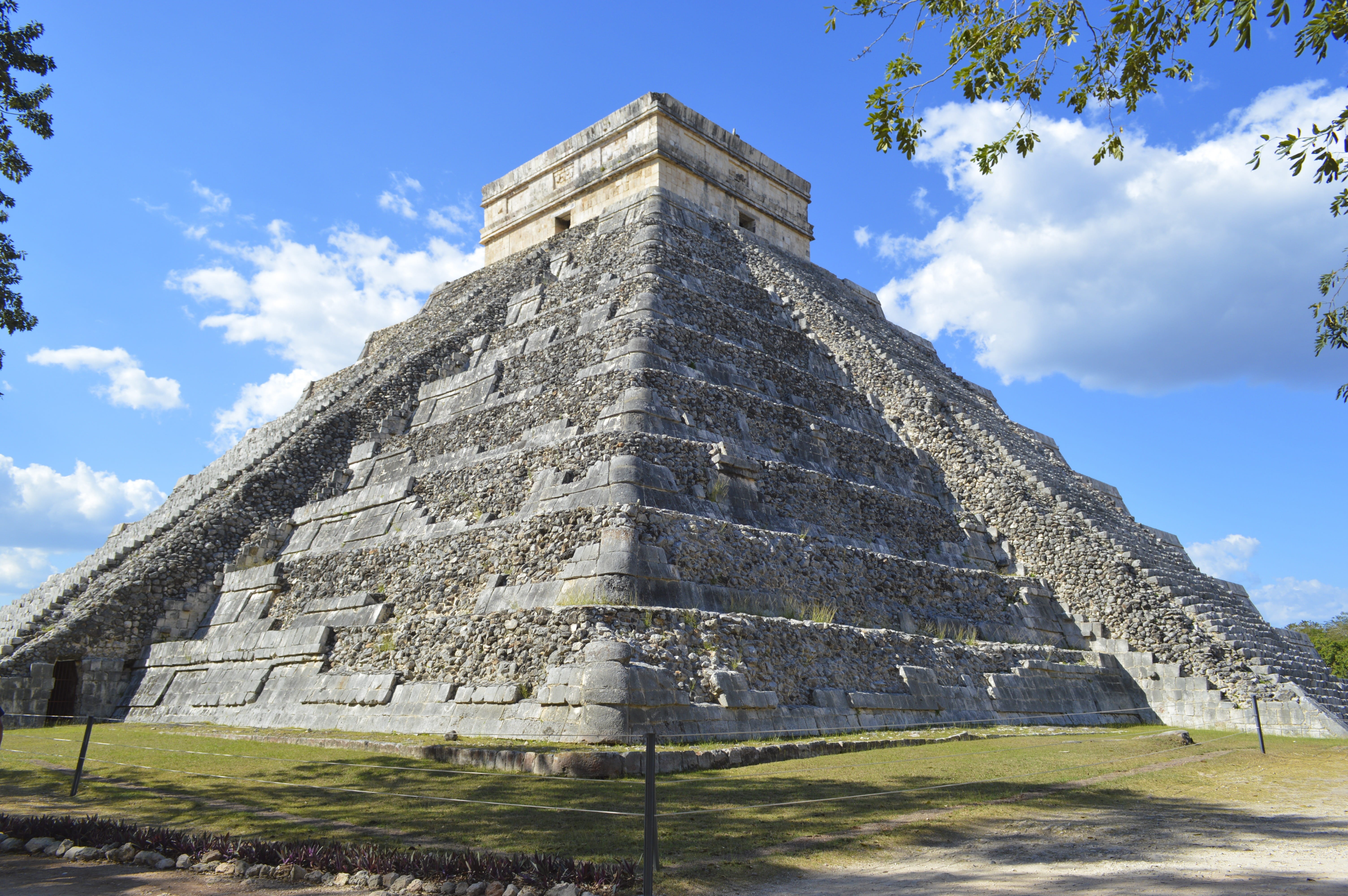 Chichen Itza, temple - Building, travel, ruined, sunny, chichen, mexican, archaeology, culture, old, sky, cultures, pre-Columbian, old Ruin, blue, mayan, HD Wallpaper