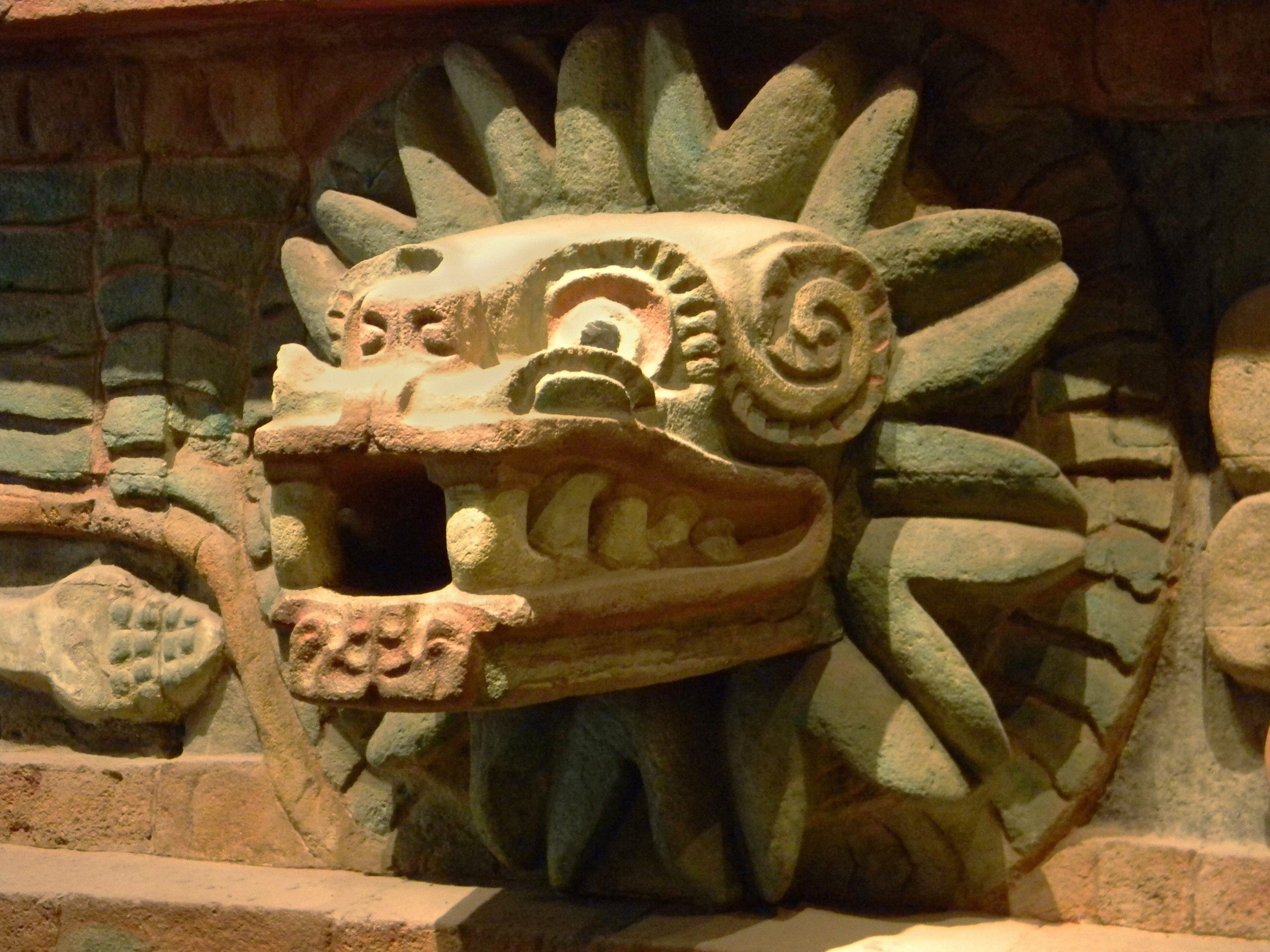 Mexico, male likeness, archeology, the past, brown, carving - craft product, wall, art and craft, no people, statue, religion, Quetzalcoatl, culture, history, HD Wallpaper