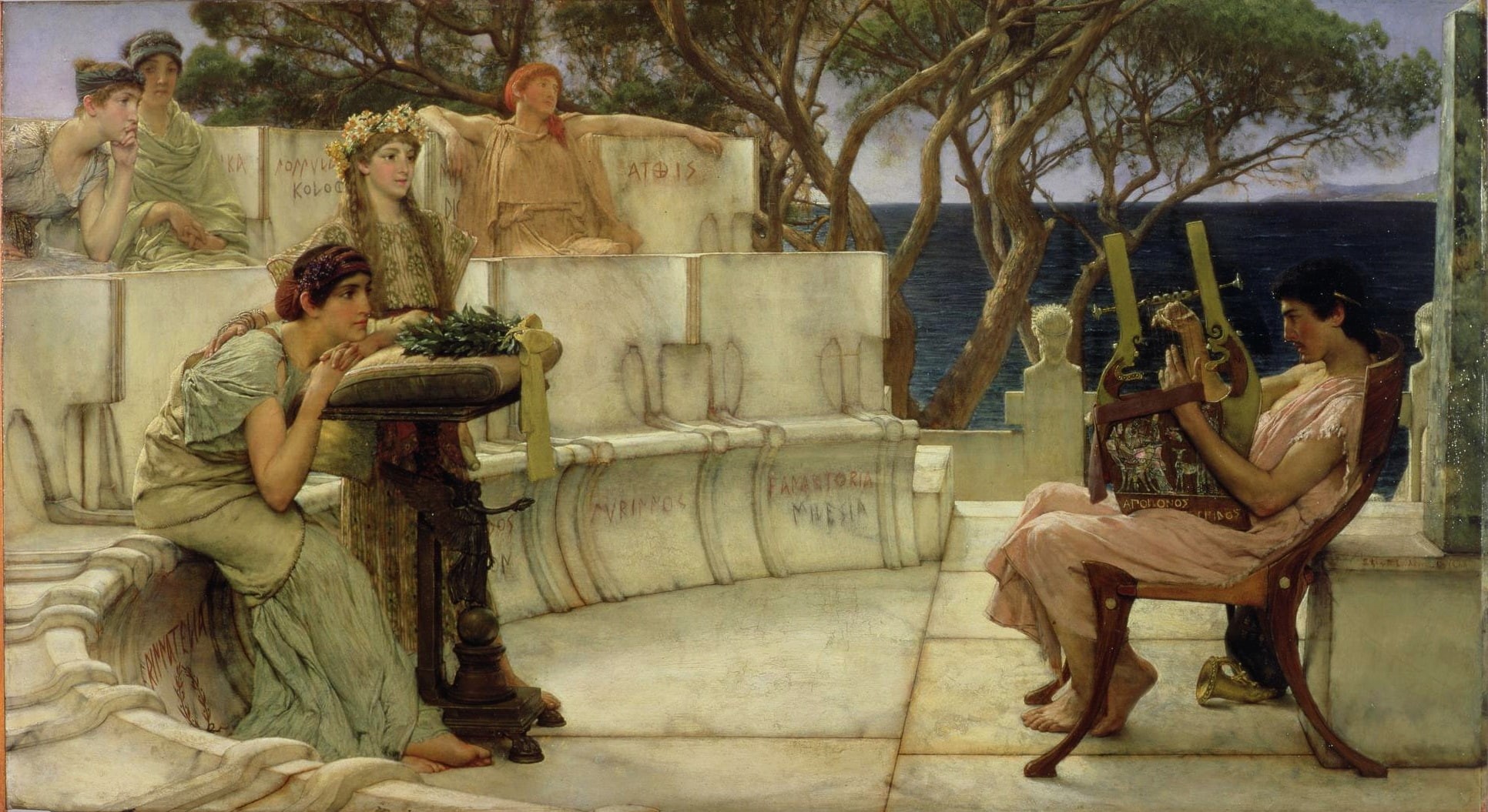 tree, creativity, Lawrence Alma-Tadema, poetry, people, craft, human representation, representation, 1080P, group of people, religion, spirituality, architecture, HD Wallpaper