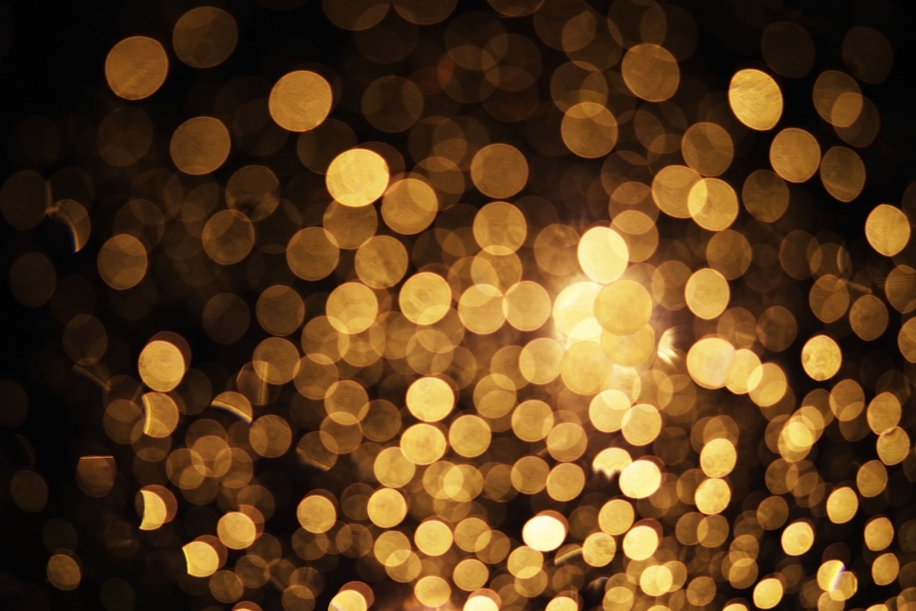 2K, lights, bokeh, background, golden, gold, light, HD Wallpaper